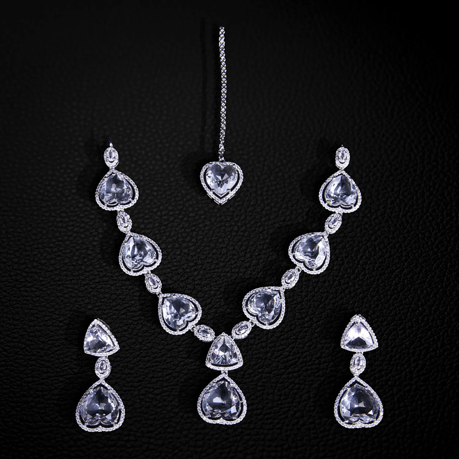 Zirconia Heart Shaped Stones Jewelry set