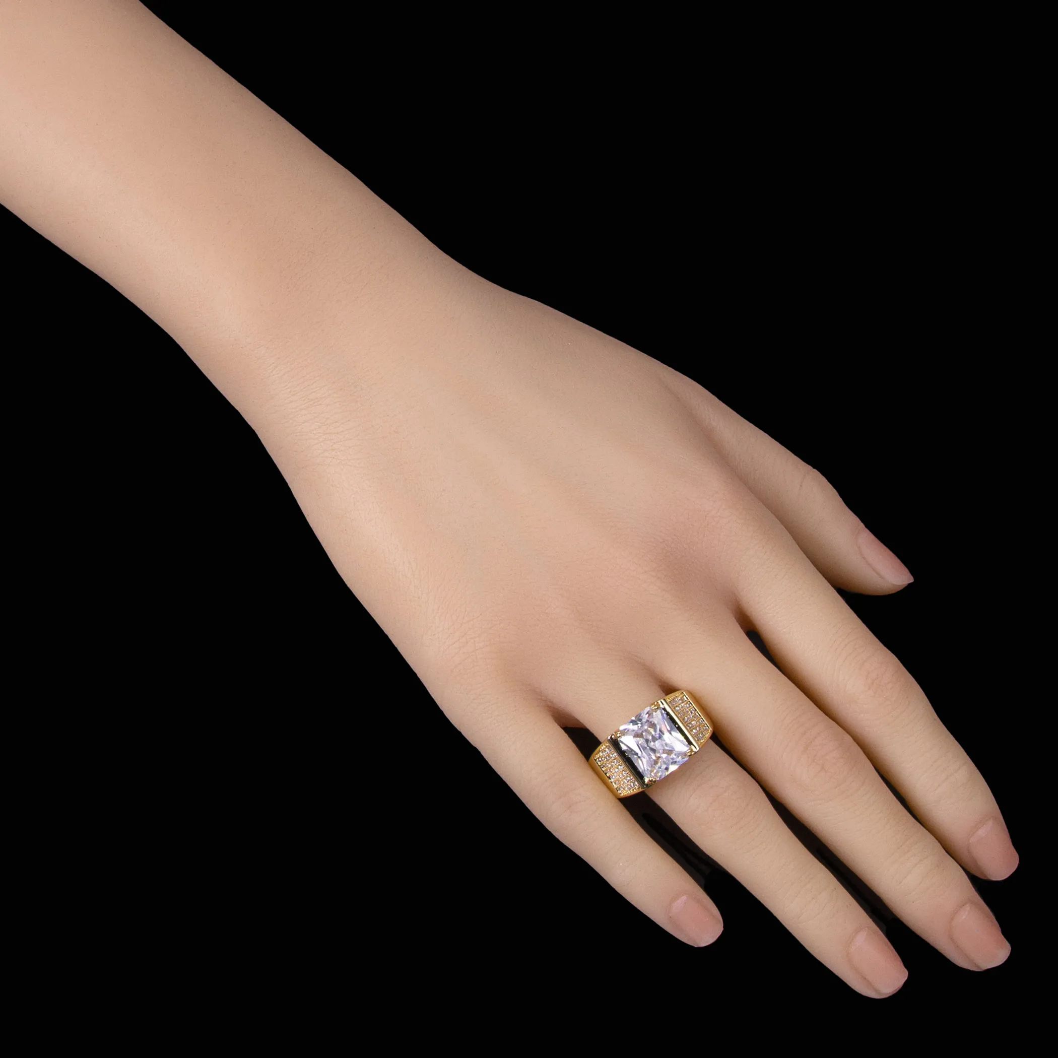 Emerald Cut CZ Gold Polished Ring