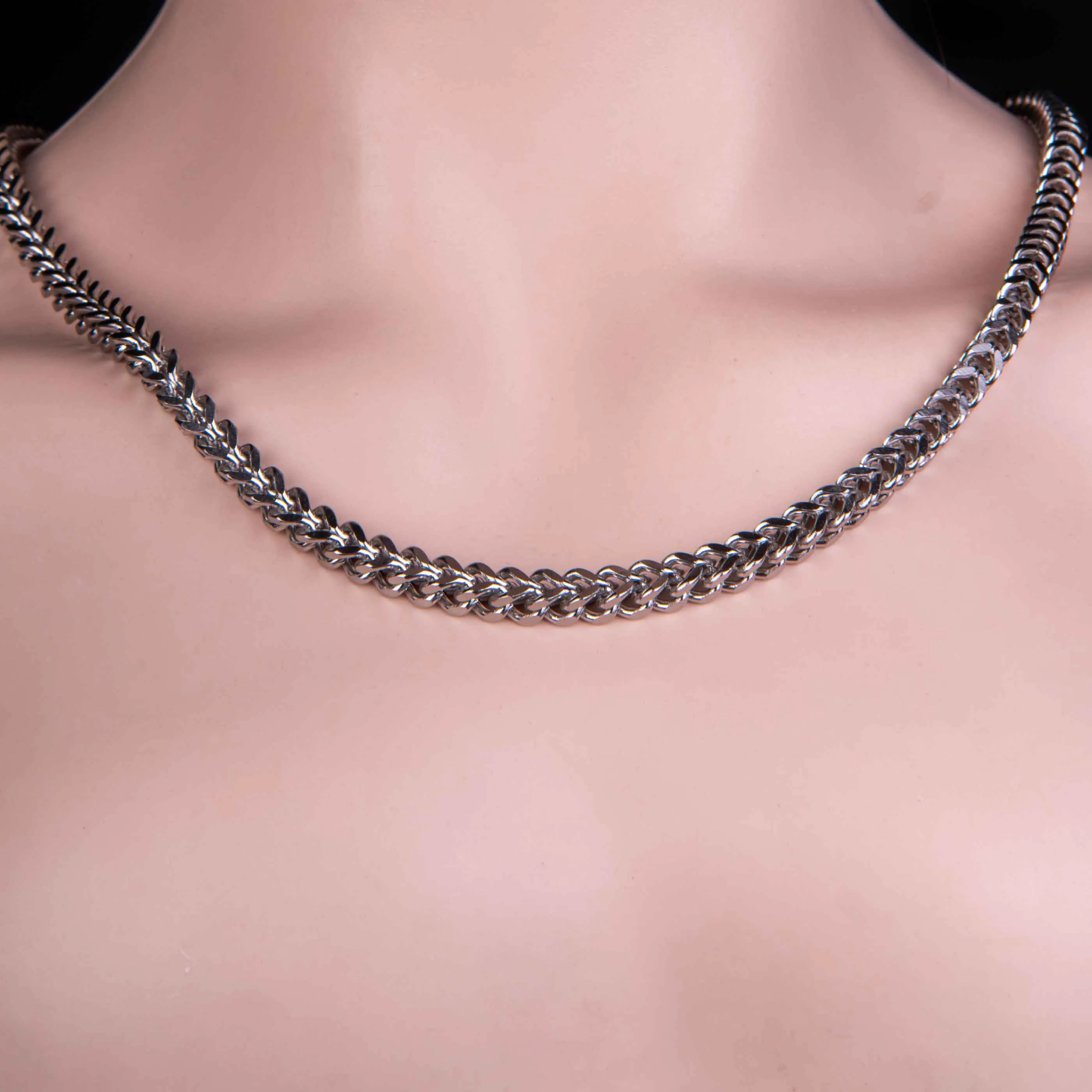 Silve Tone Braided Curb Chain