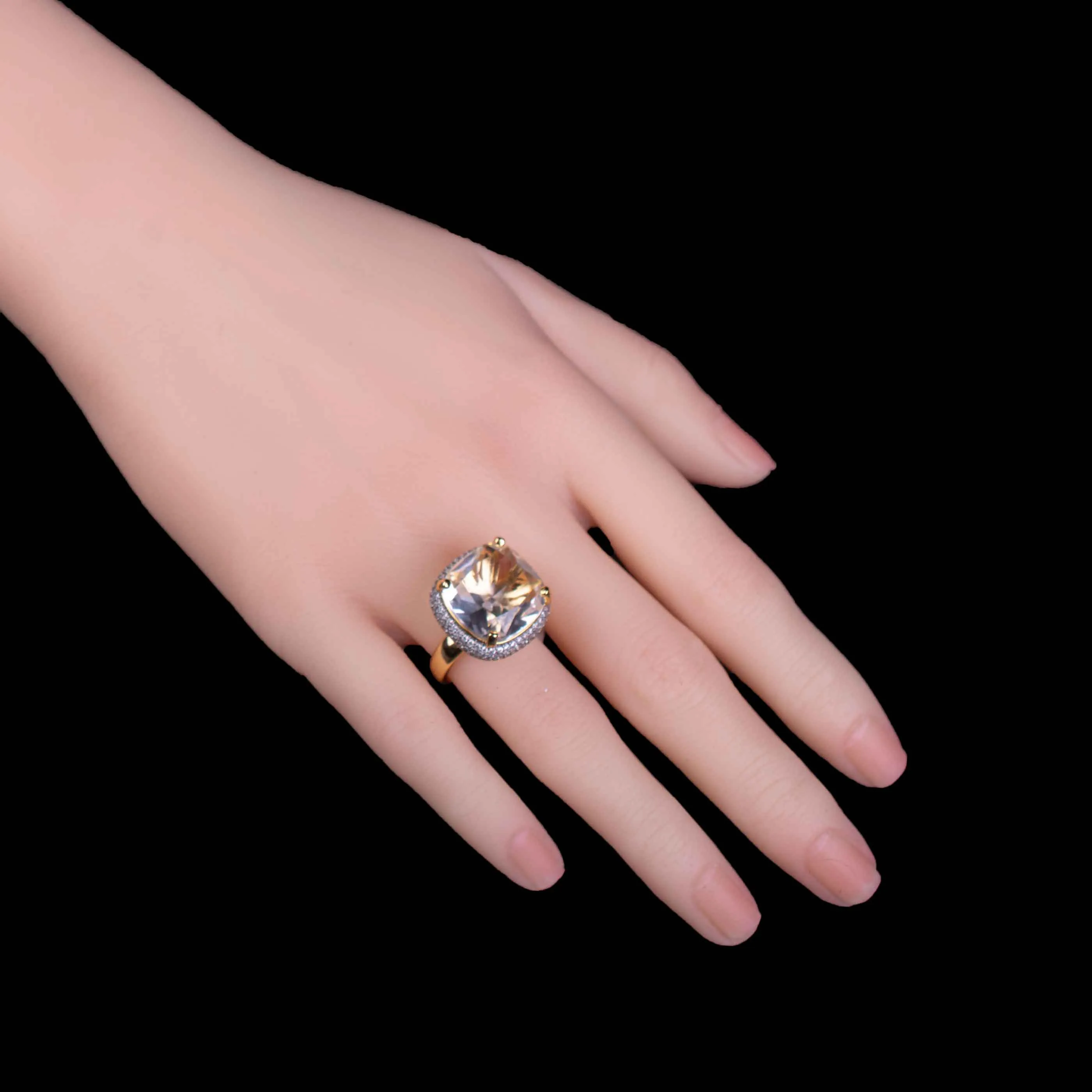 Artificial Big Champagne Stone Ring