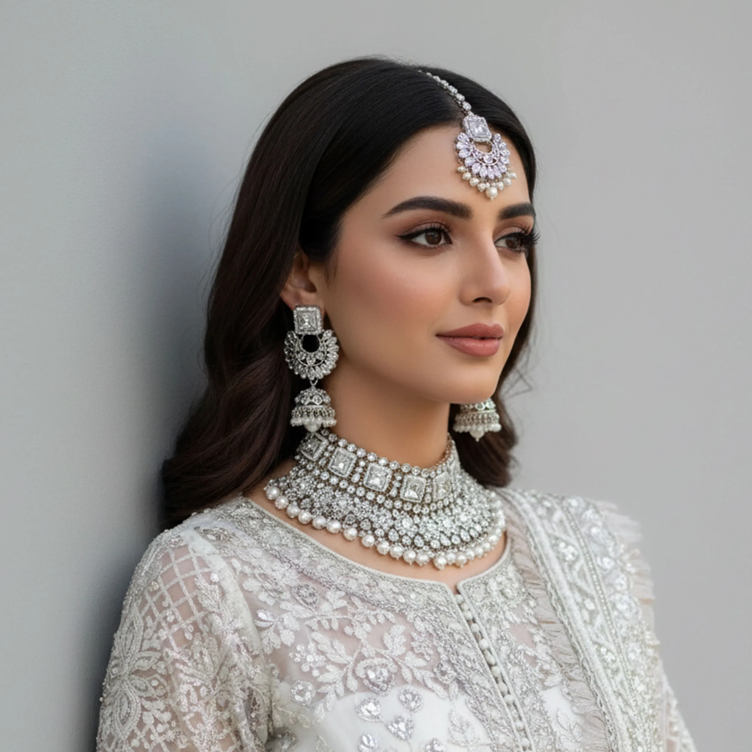 Silver Geometric Mirror Choker Set