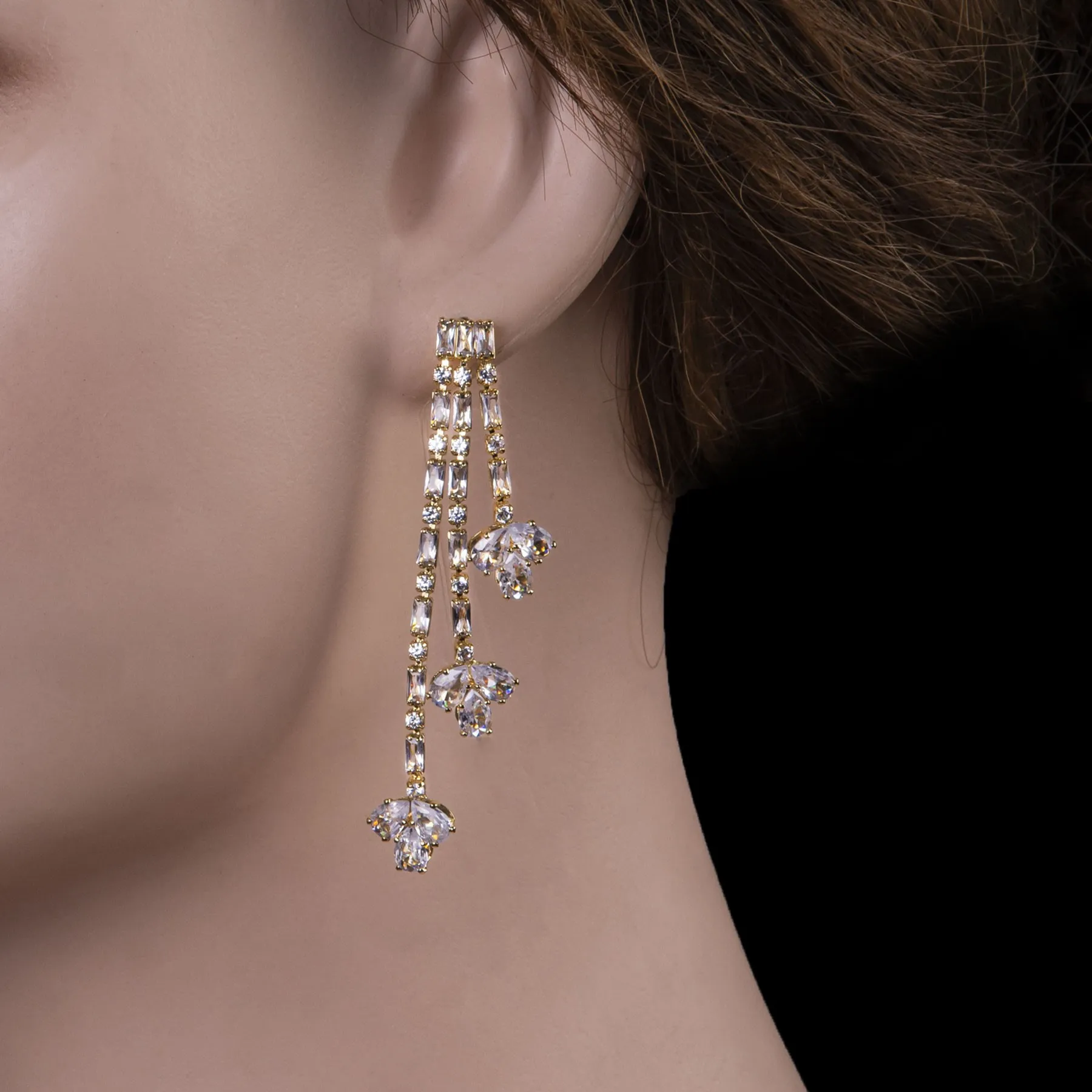 Triple Cascade Drop Earrings