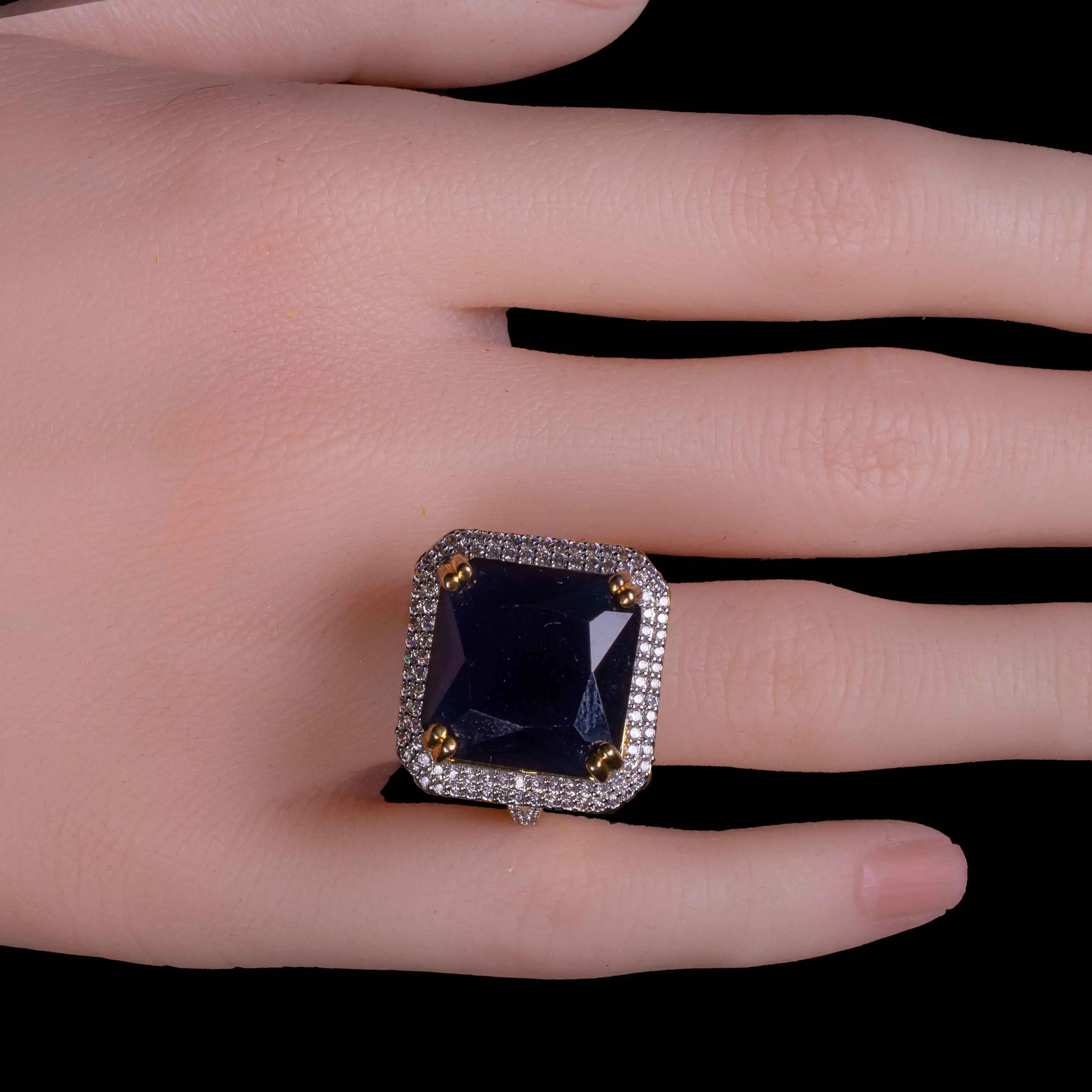 Black Emerald Cut Engagement Ring