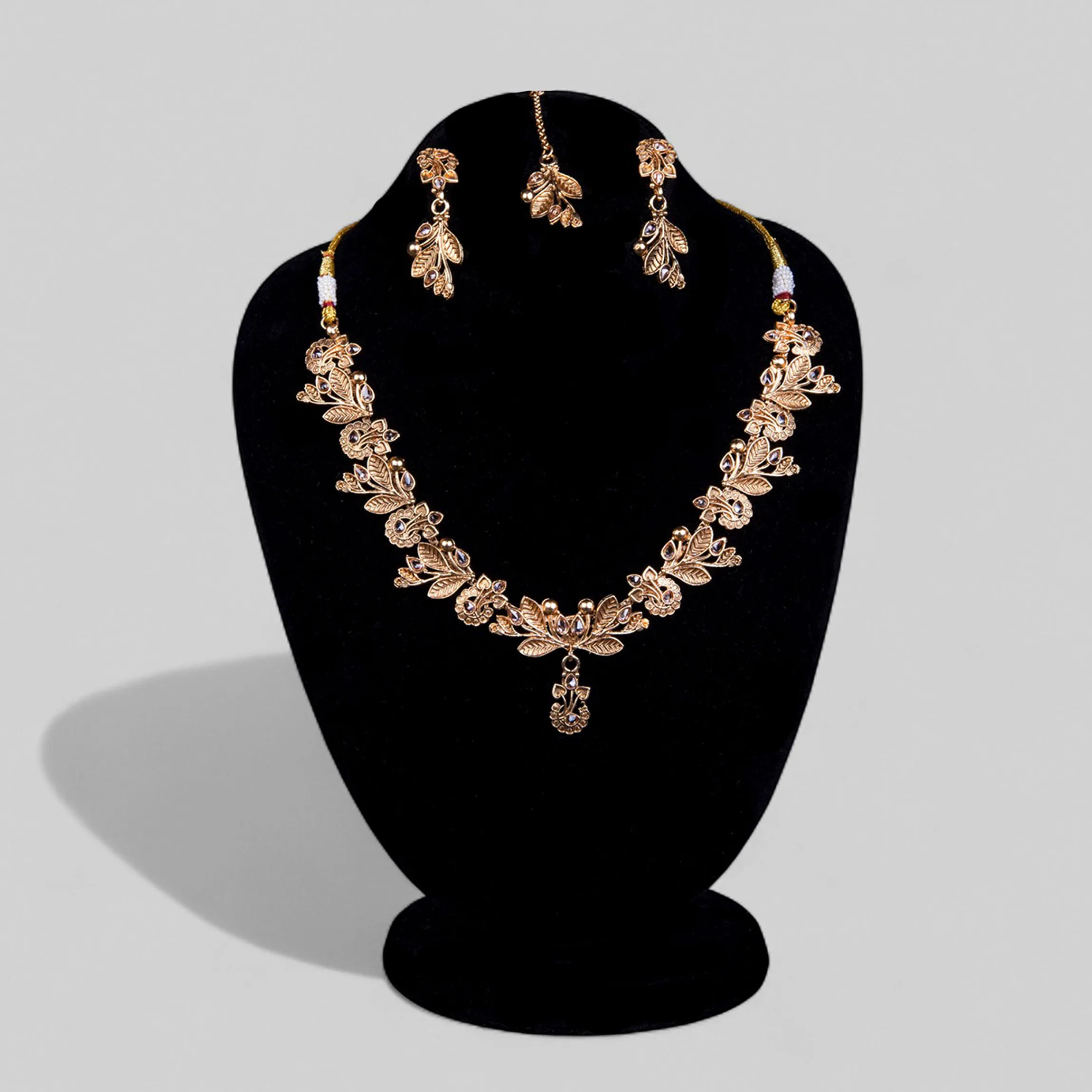 Floral Gold Plated Necklace Jewelry Set