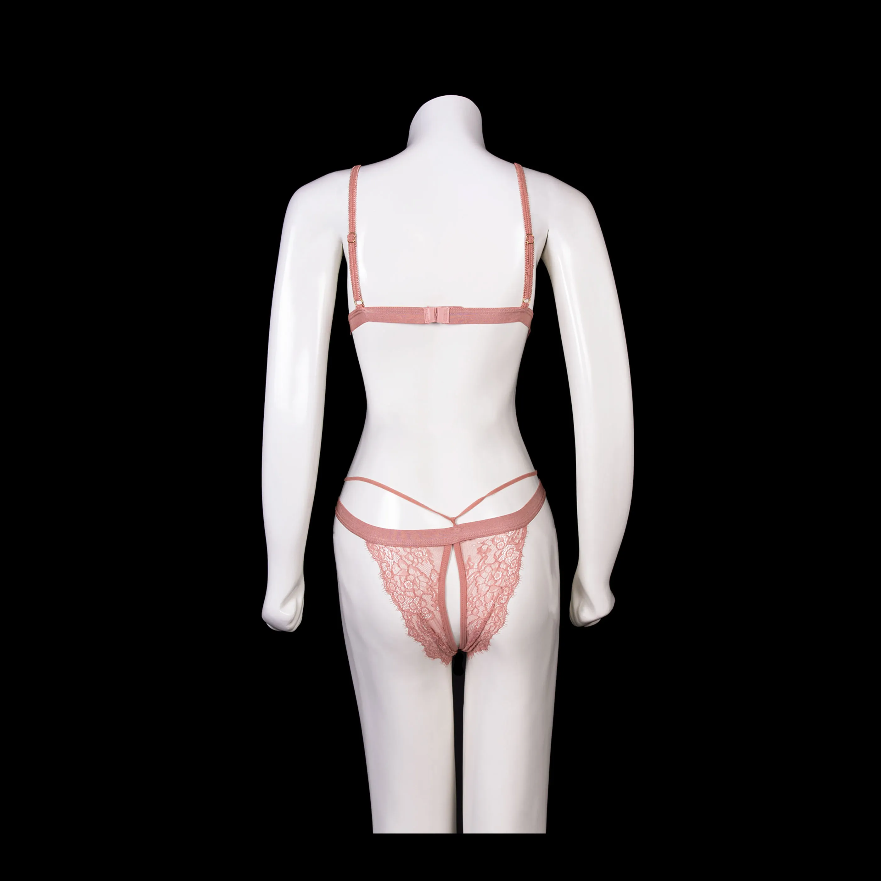 Strappy Lace Cut-Out Lingerie Set