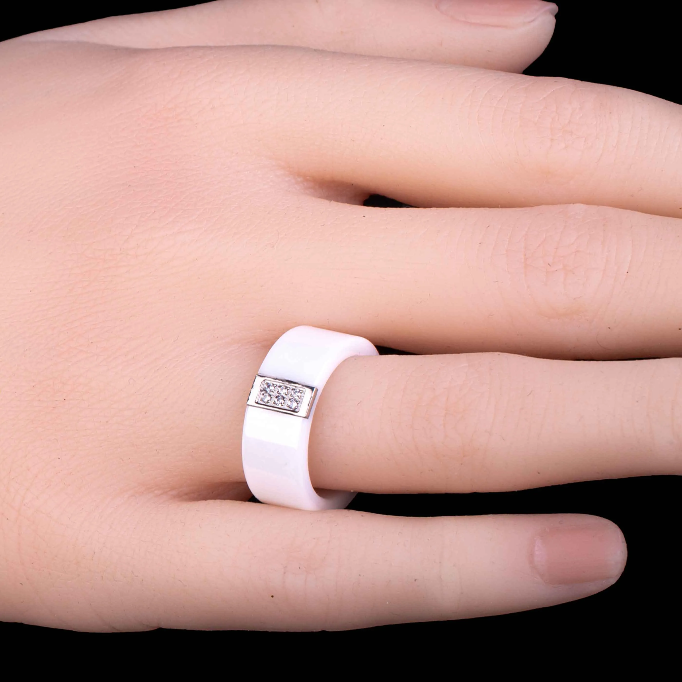 Sterling Silver Ceramic White Ring