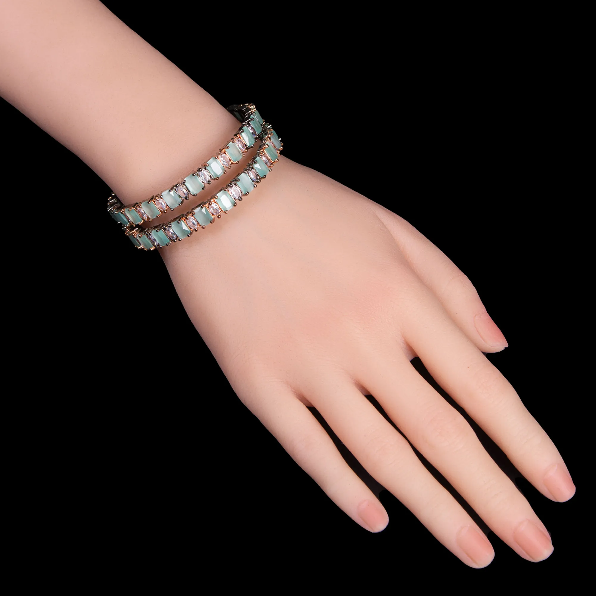Mint Glow Stone Bangles
