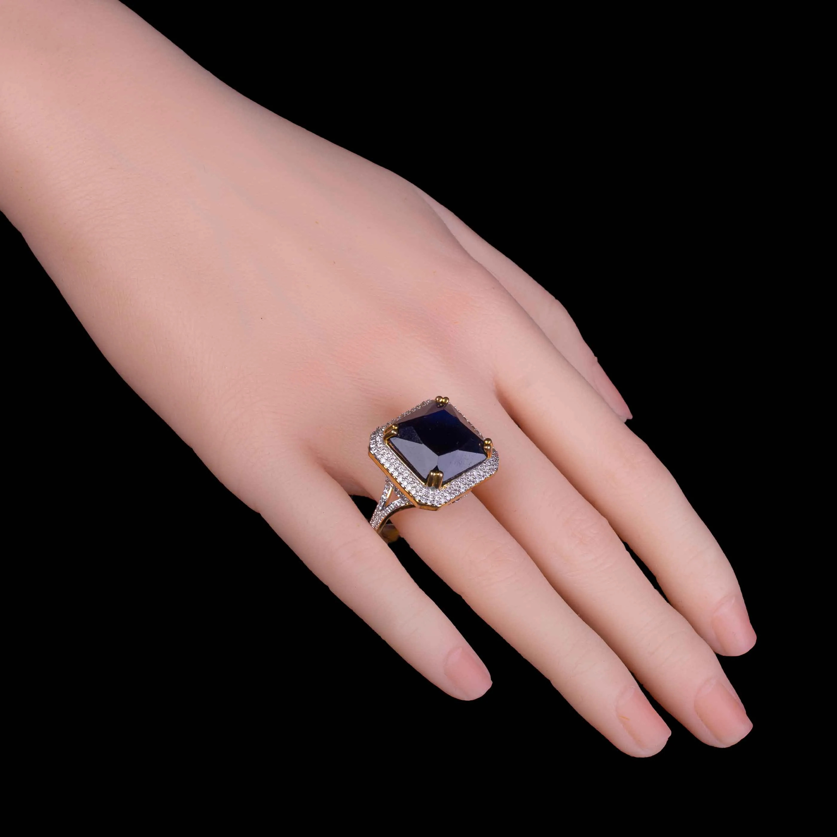 Black Emerald Cut Engagement Ring