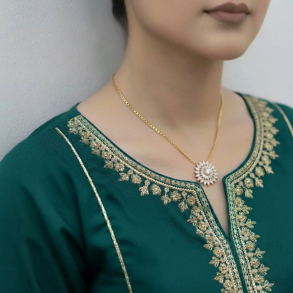 Sunflower Zircon Pendant Chain Locket