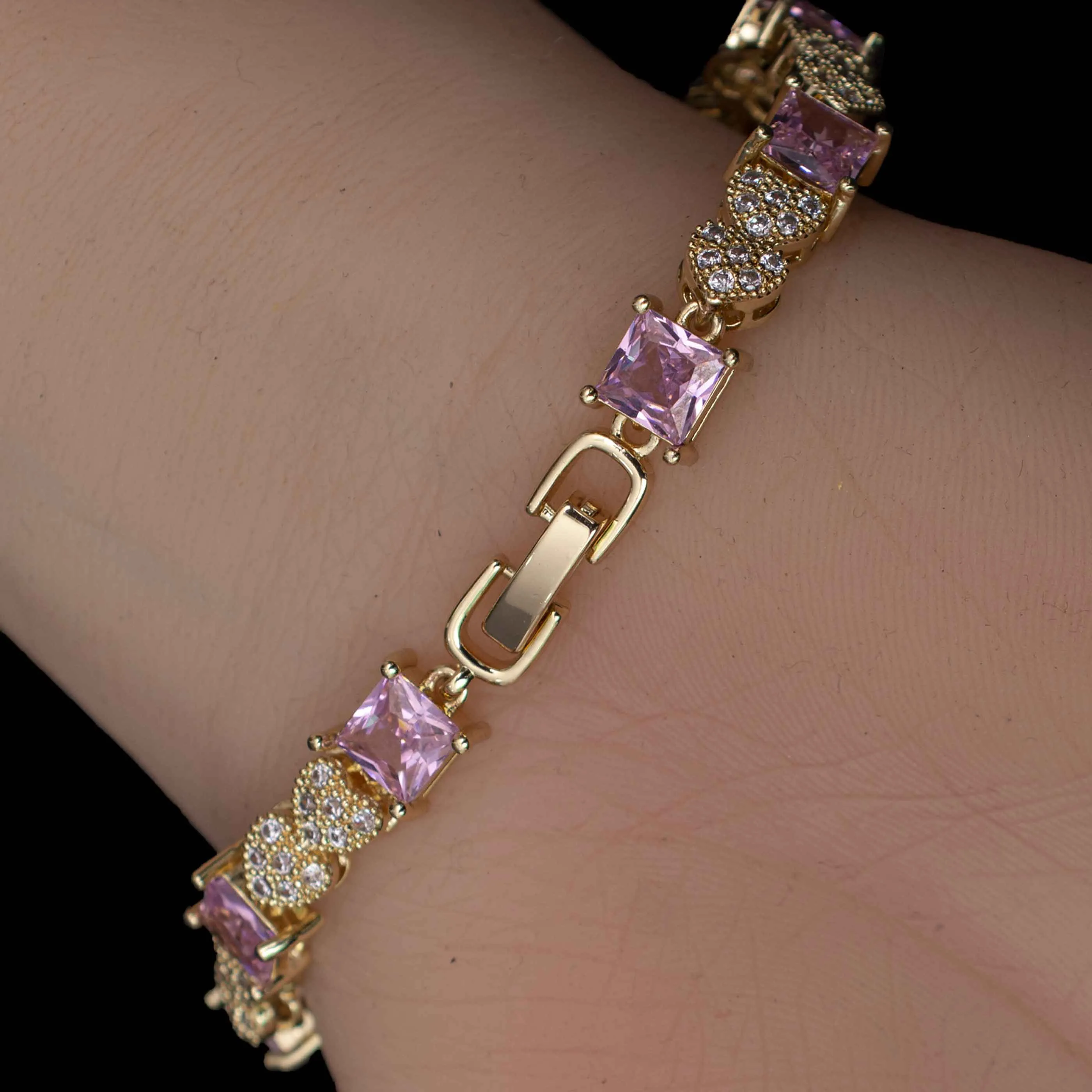 Pink Cubic Zircon Stone Bracelet