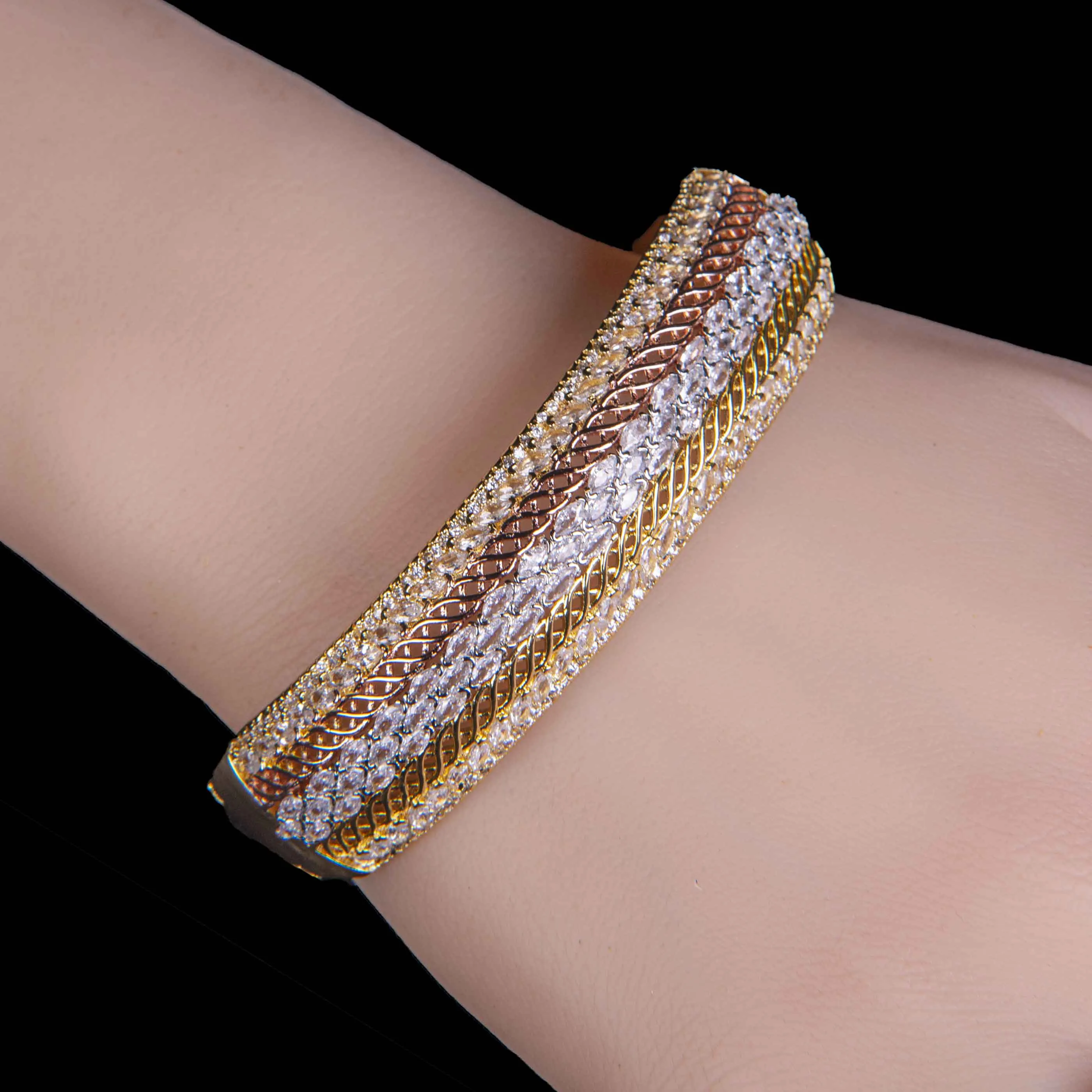 Copper Bangle Bracelets Cuff Ring Set