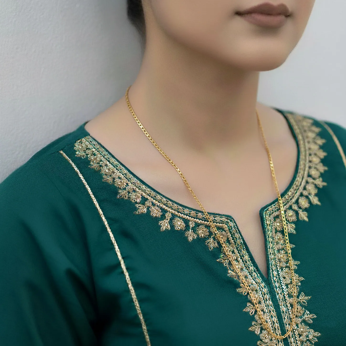 Sterling Silver Golden Neck Curb Chain