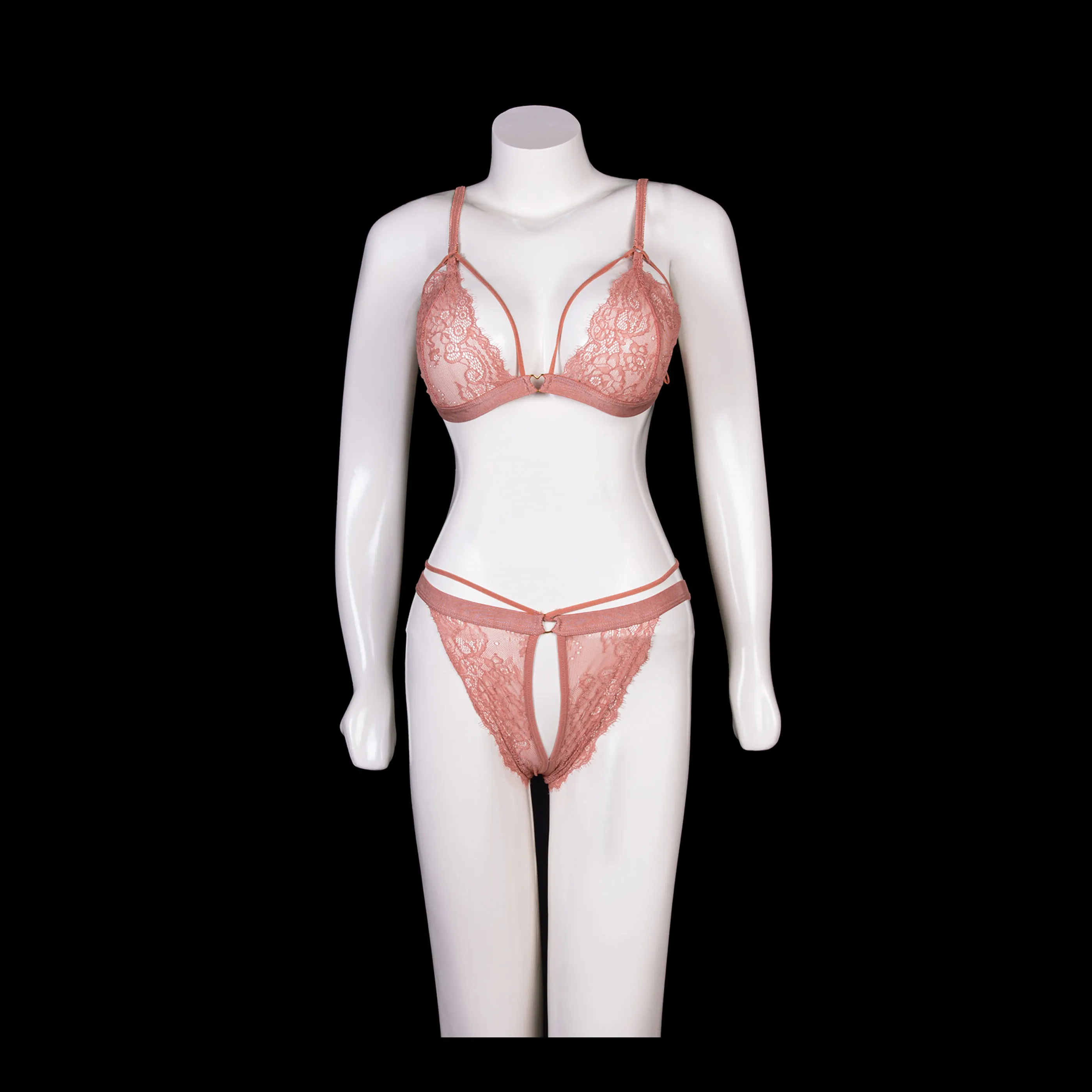 Strappy Lace Cut-Out Lingerie Set