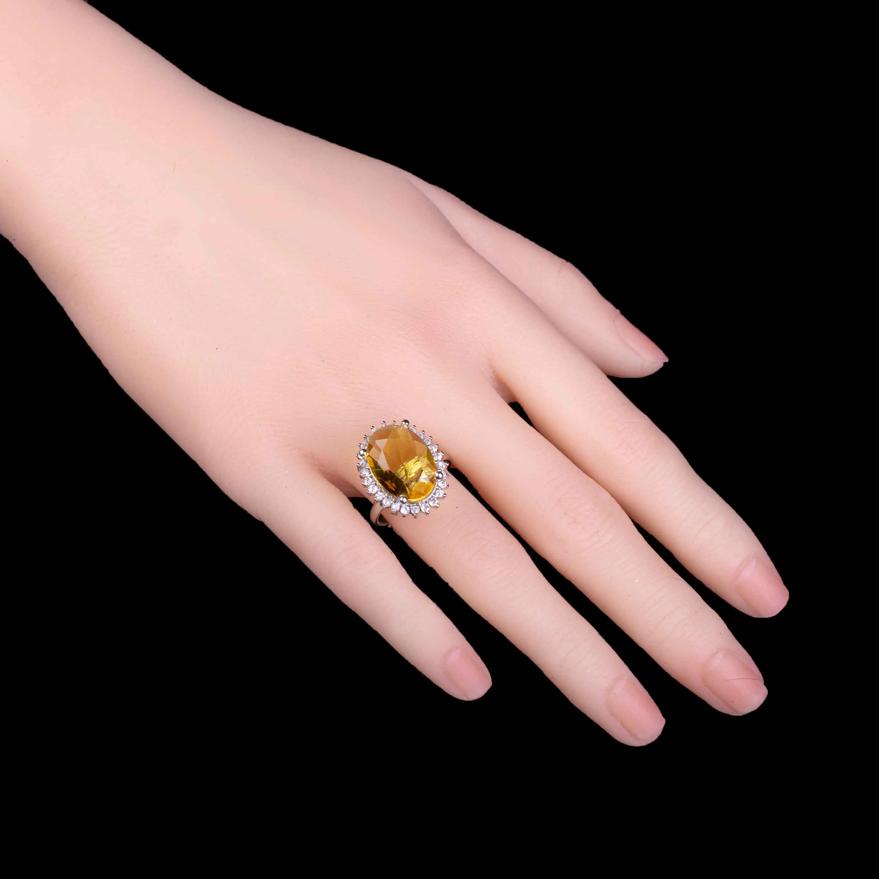 Big Size Citrine Gemstone Ring