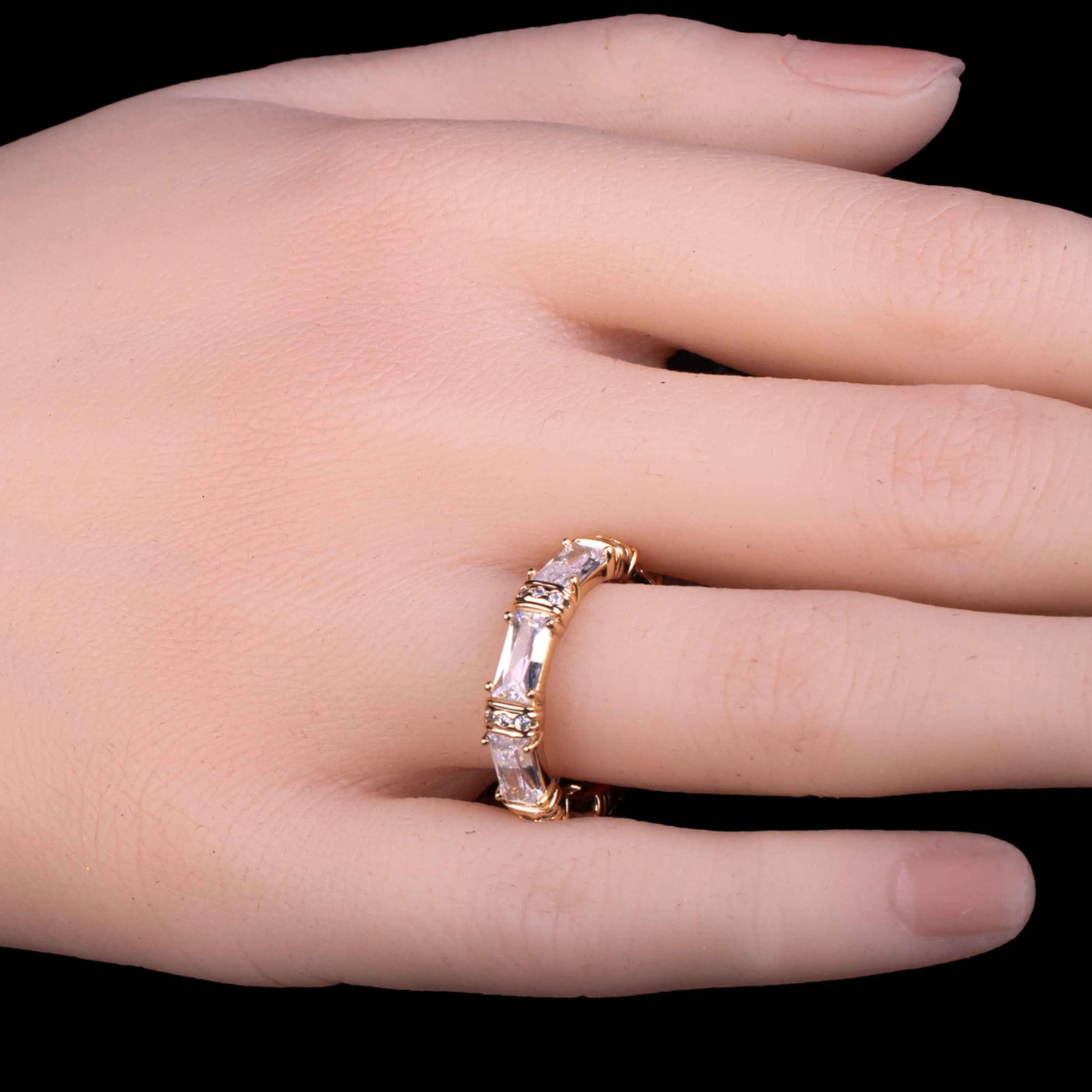 Zircon Baguette Eternity Gold Band