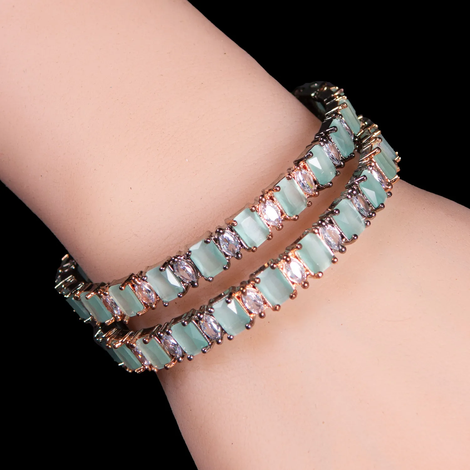 Mint Glow Stone Bangles