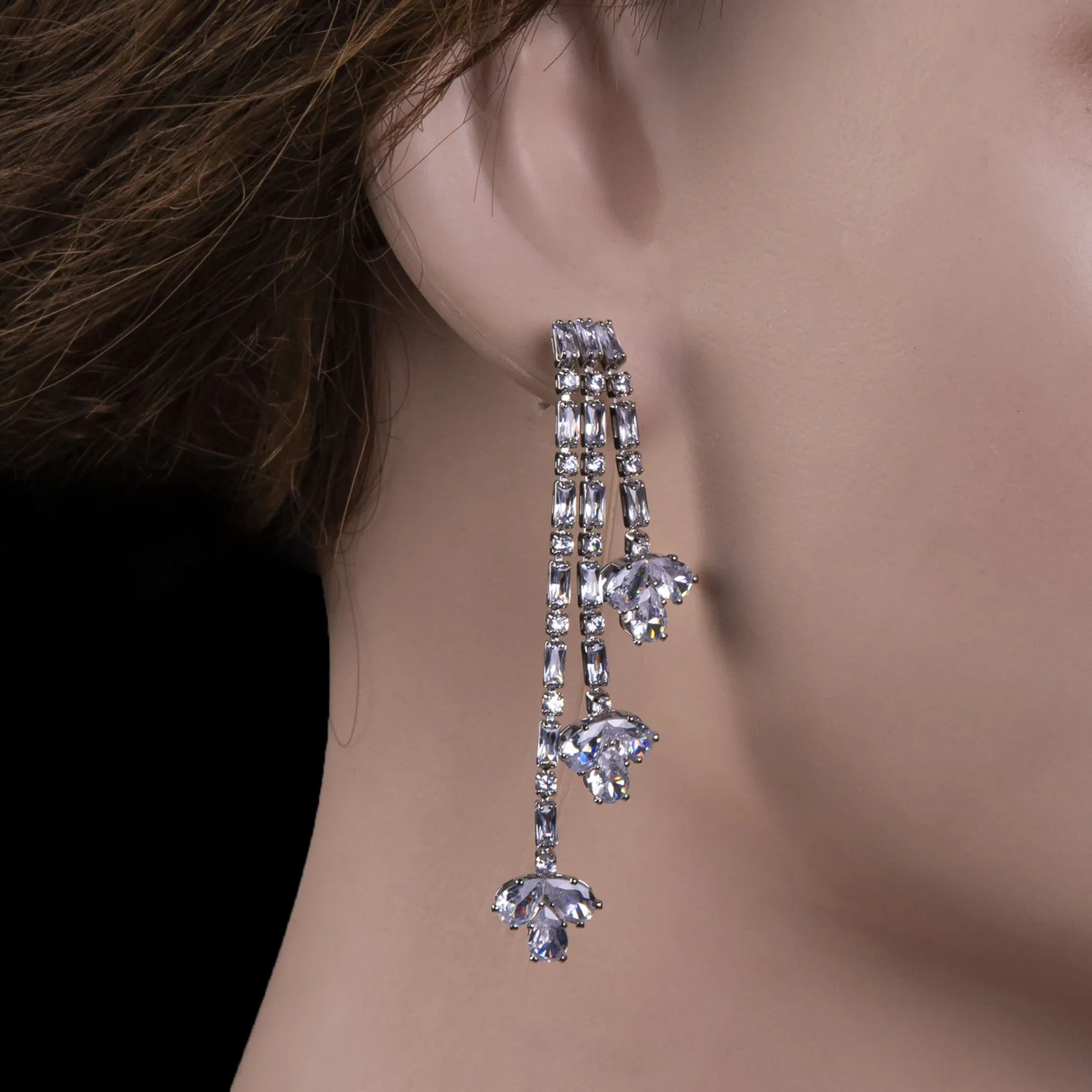 Triple Cascade Drop Earrings