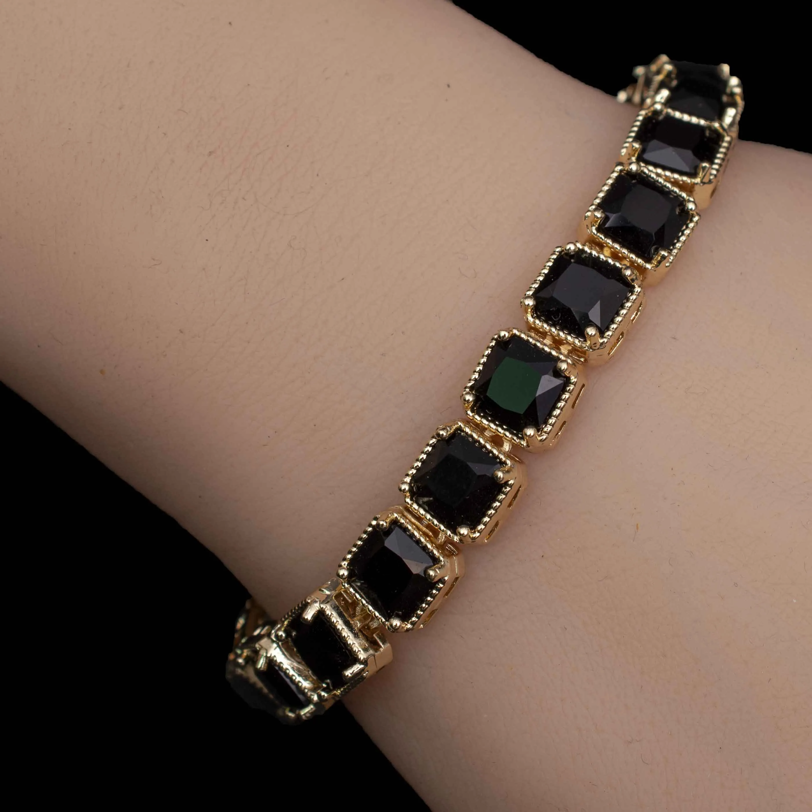 Tennis Bracelet Black Spinel Stones