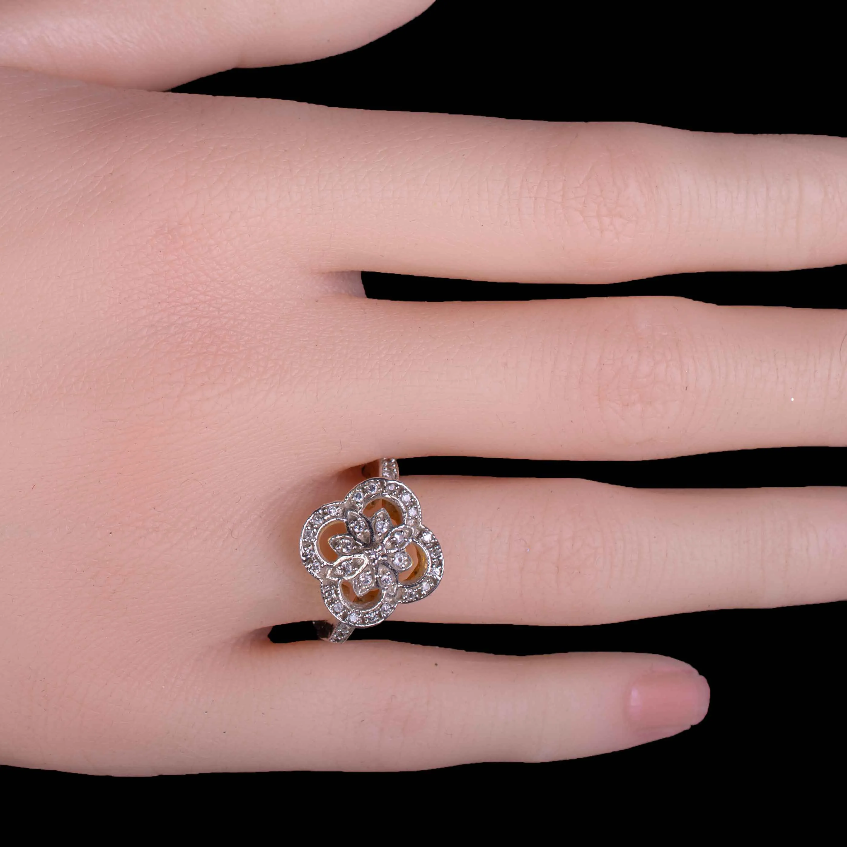 Sterling Silver White Sapphire Cluster Ring