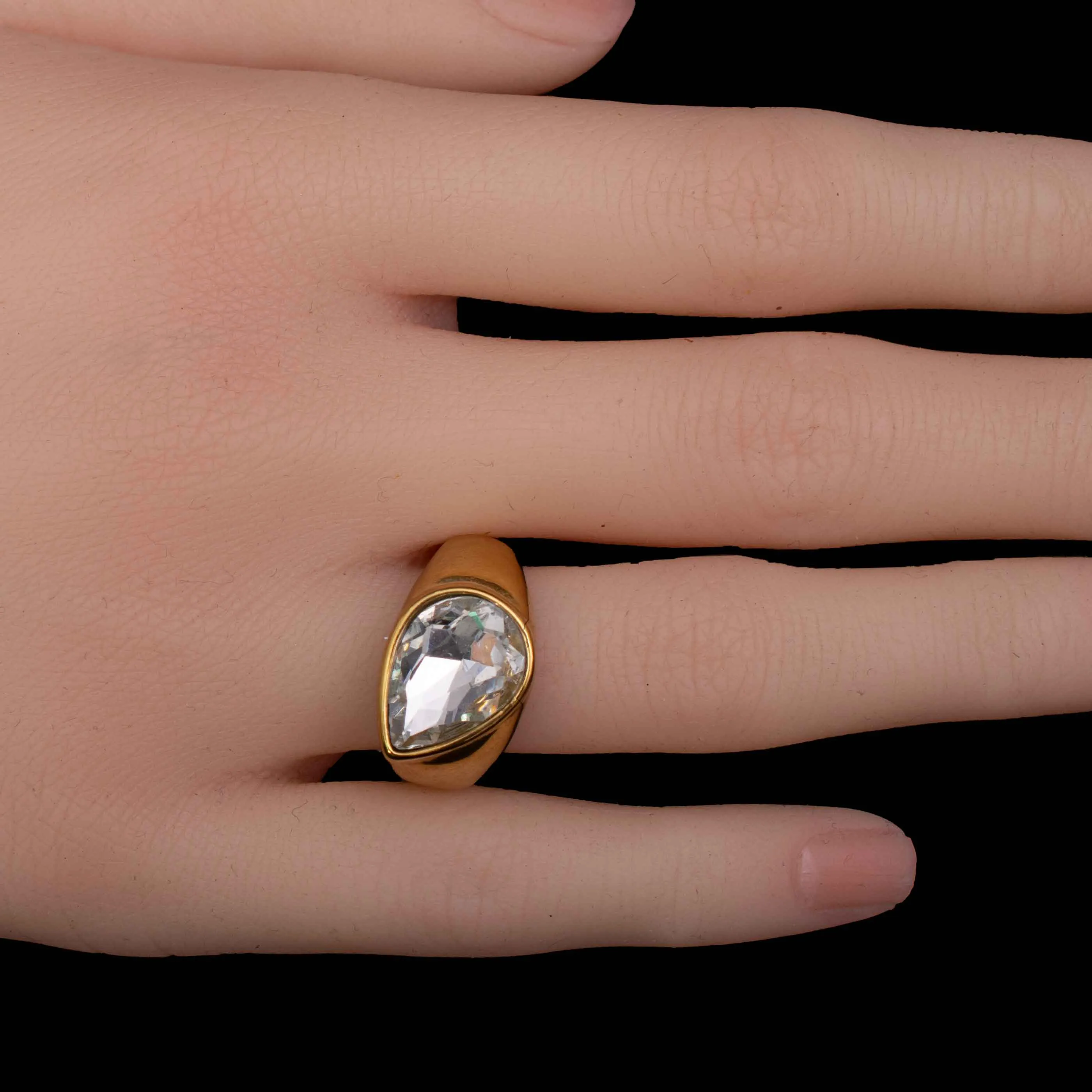 Teardrop CZ Stone Dainty Rings