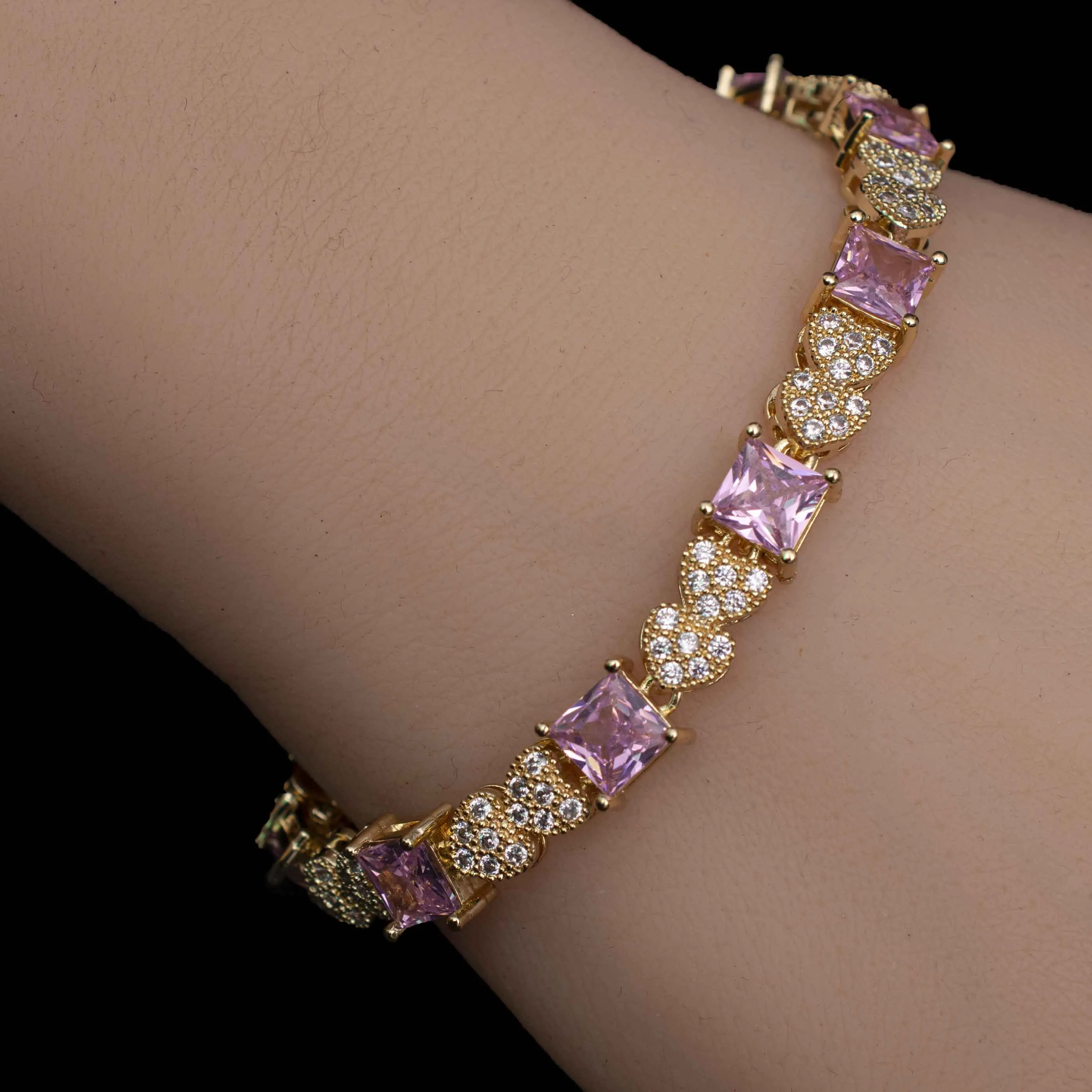 Pink Cubic Zircon Stone Bracelet