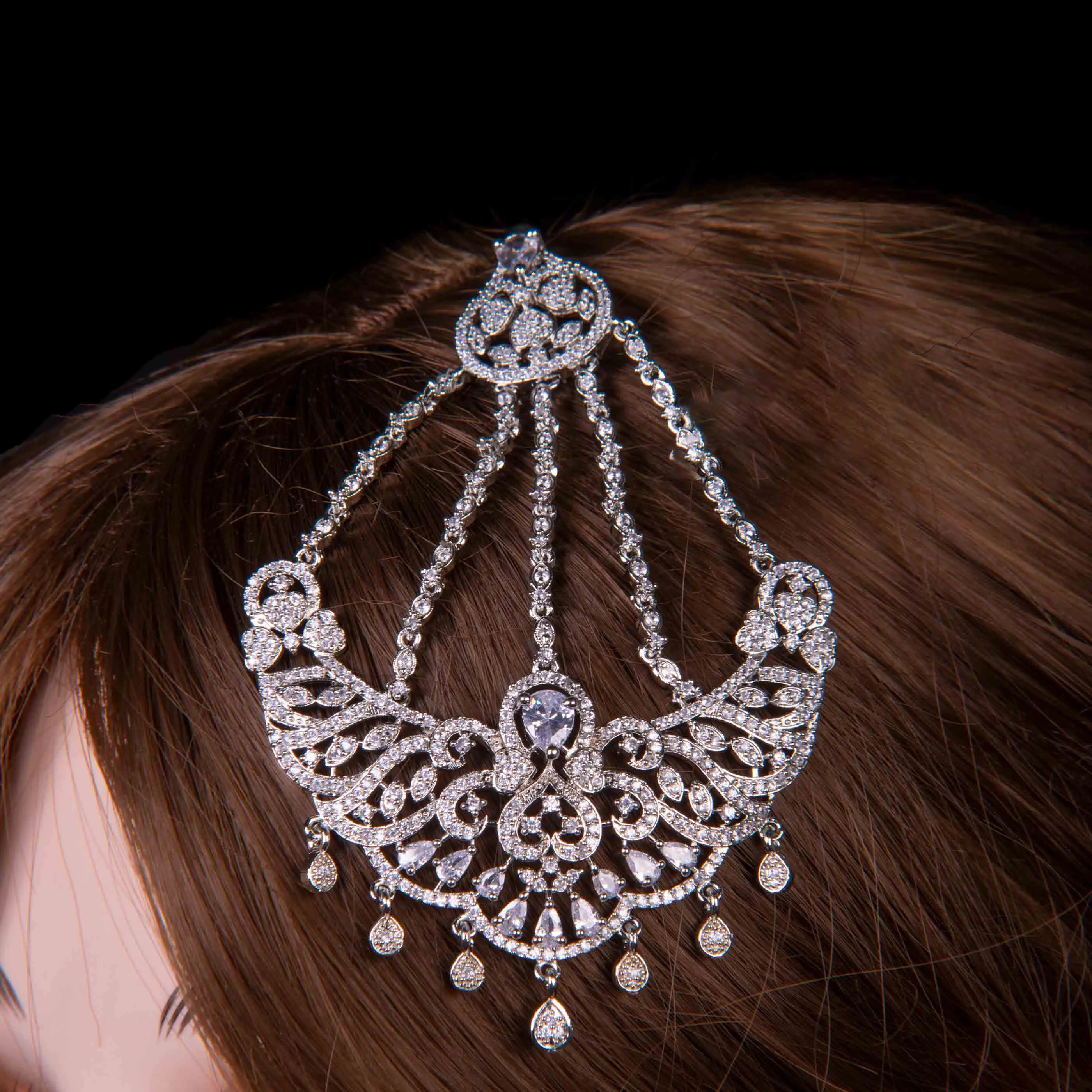 American Diamond Silver Jhumar