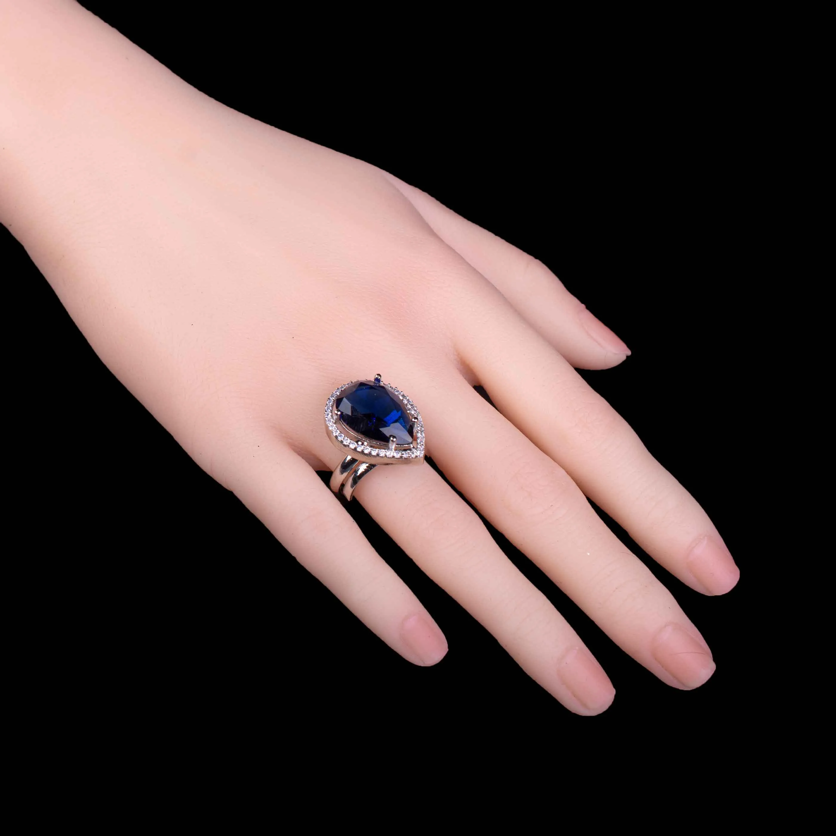 Royal Sapphire Teardrop Statement Ring