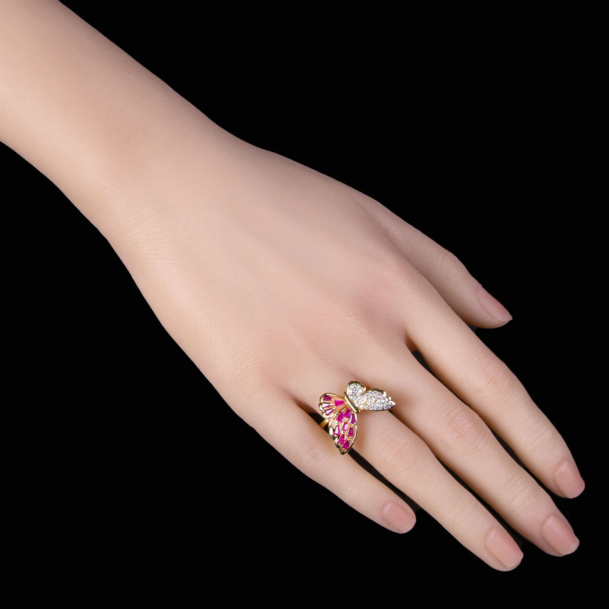 Small Crystal Butterfly Ring