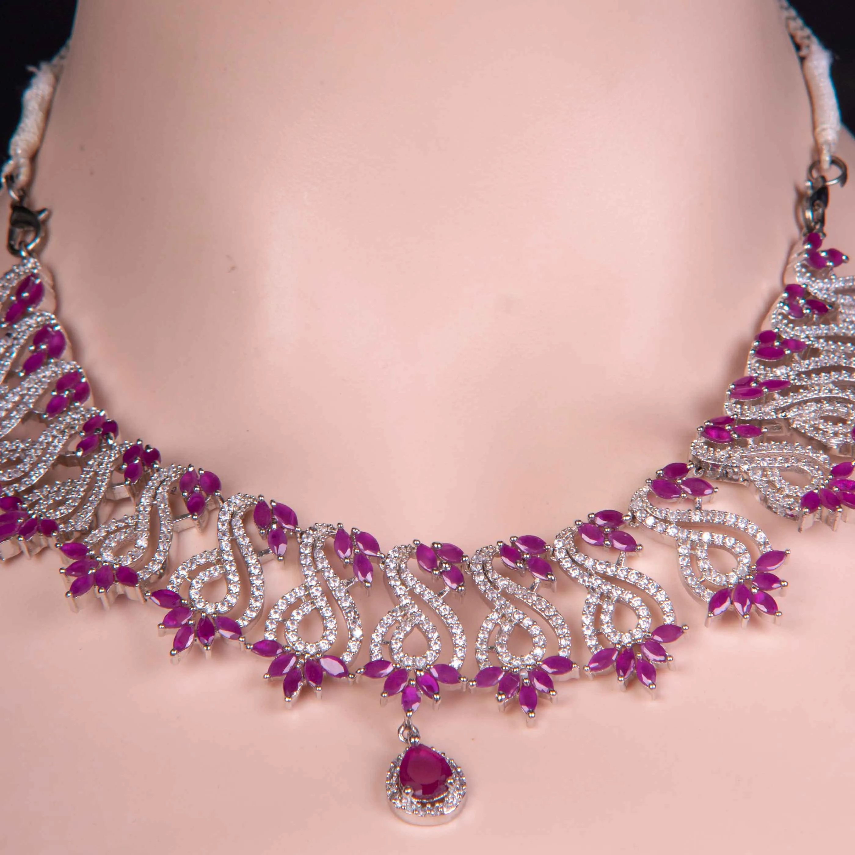 American Diamond Purple Stone necklace