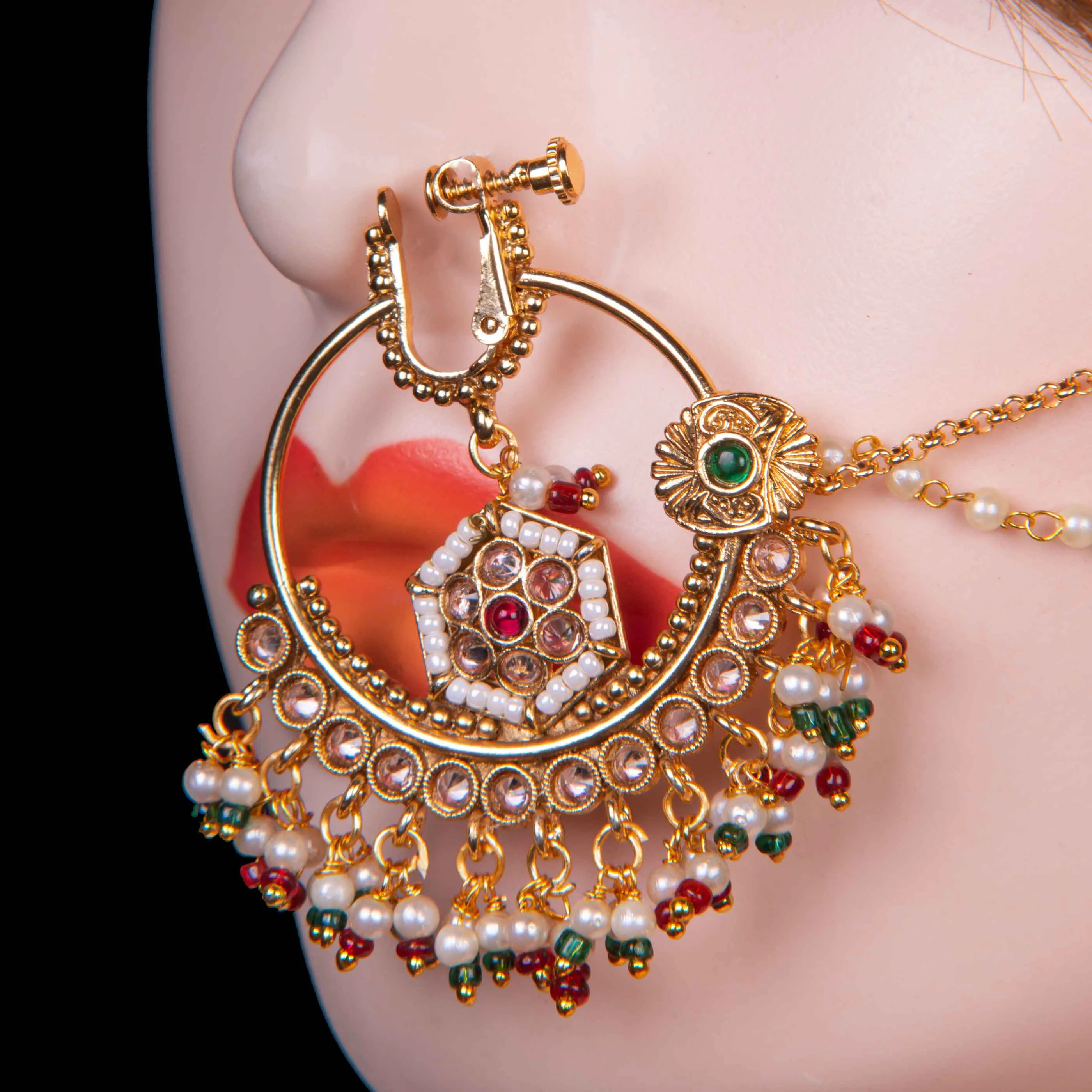 Sparkling Ethnic Bridal Nose Ring