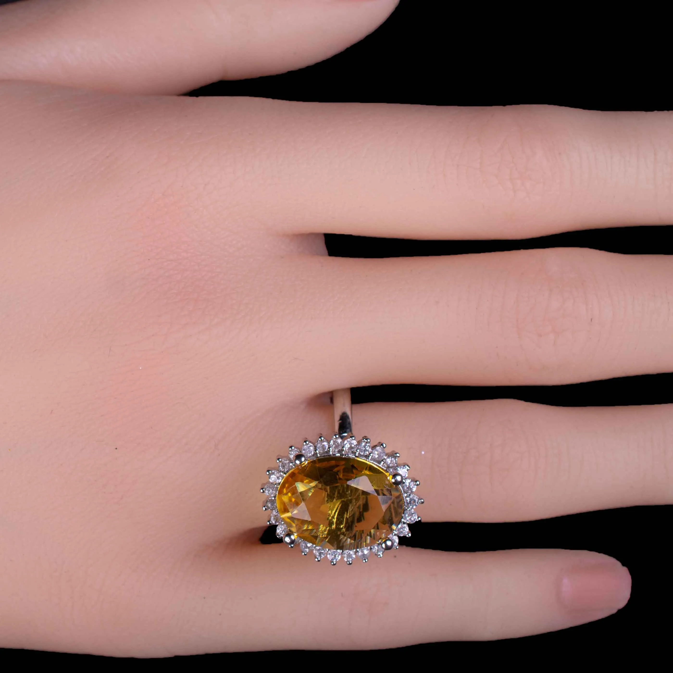 Big Size Citrine Gemstone Ring