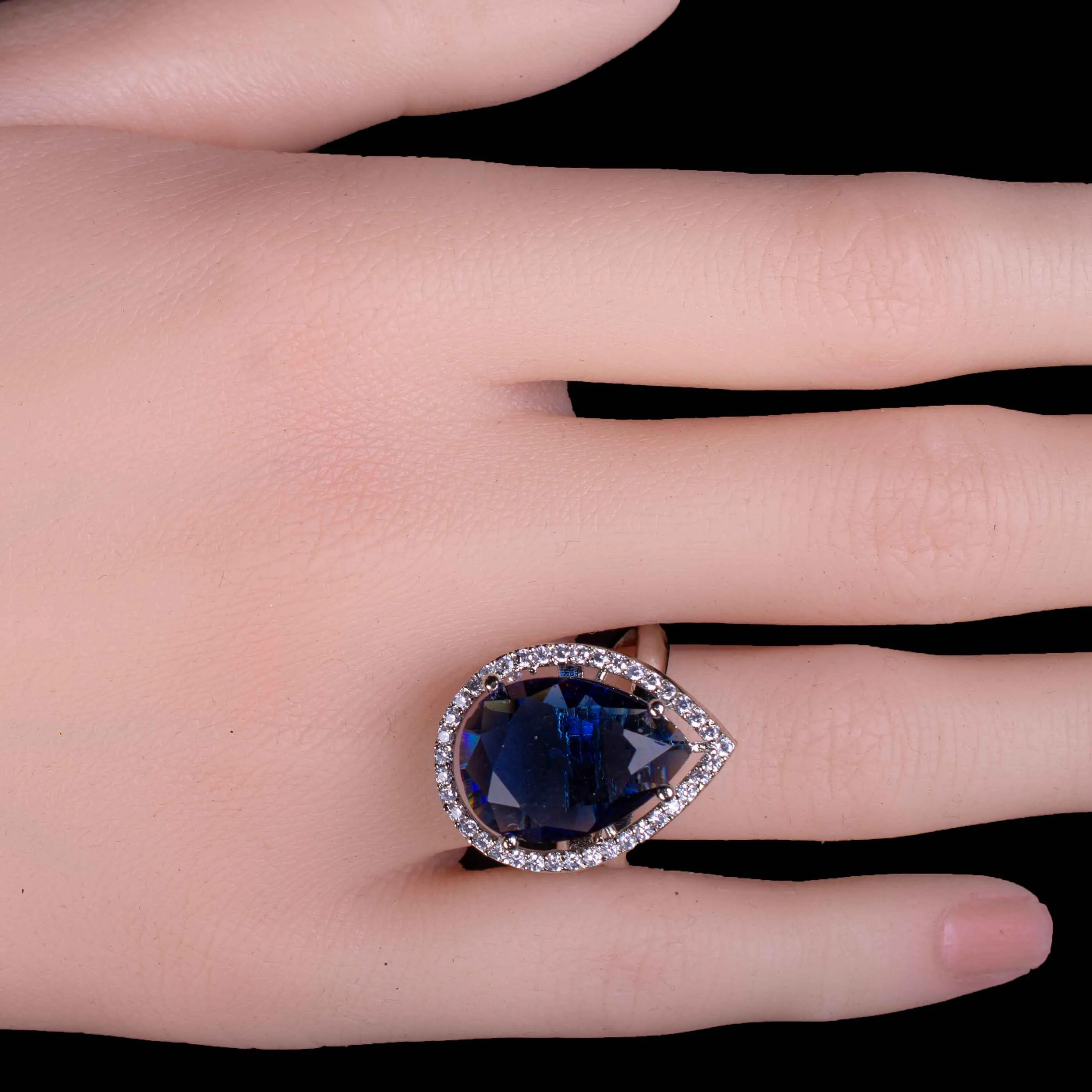 Royal Sapphire Teardrop Statement Ring
