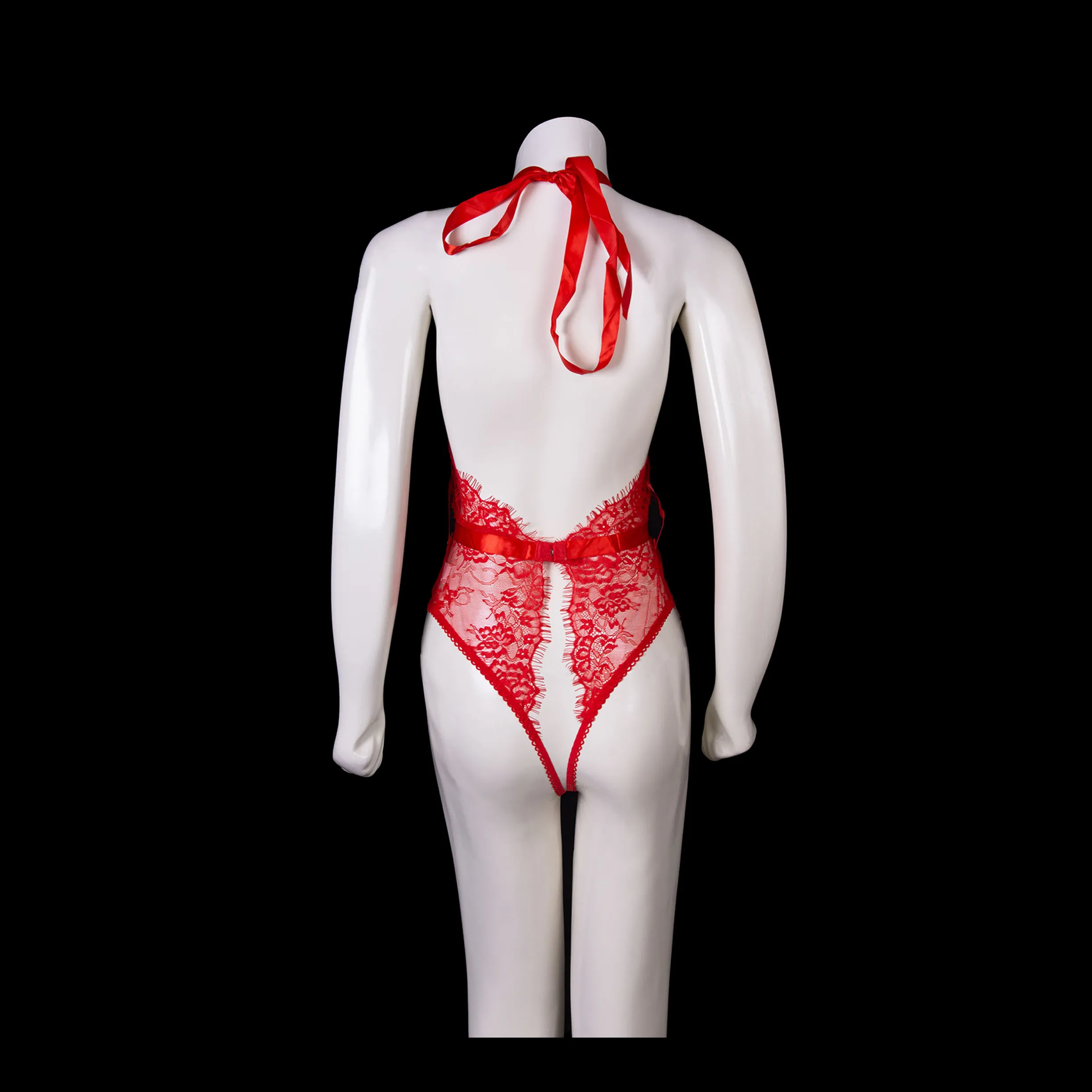 Lace Halter Bow Teddy Lingerie