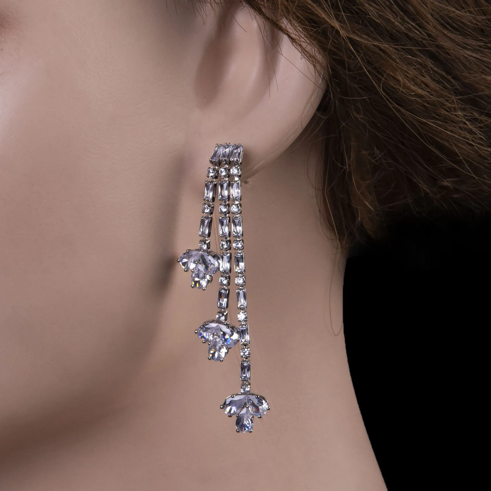 Triple Cascade Drop Earrings