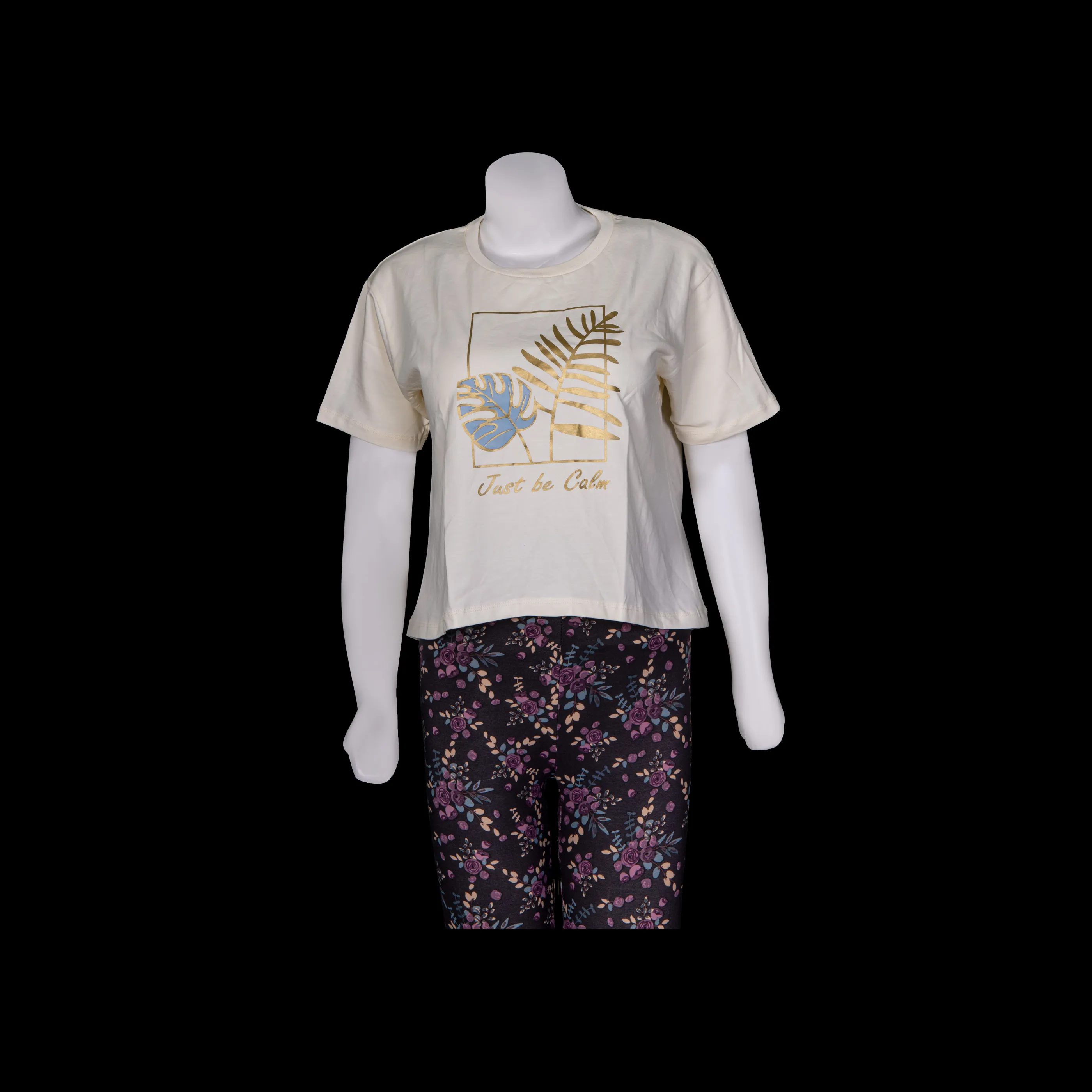 Leaf Print Crop Tops