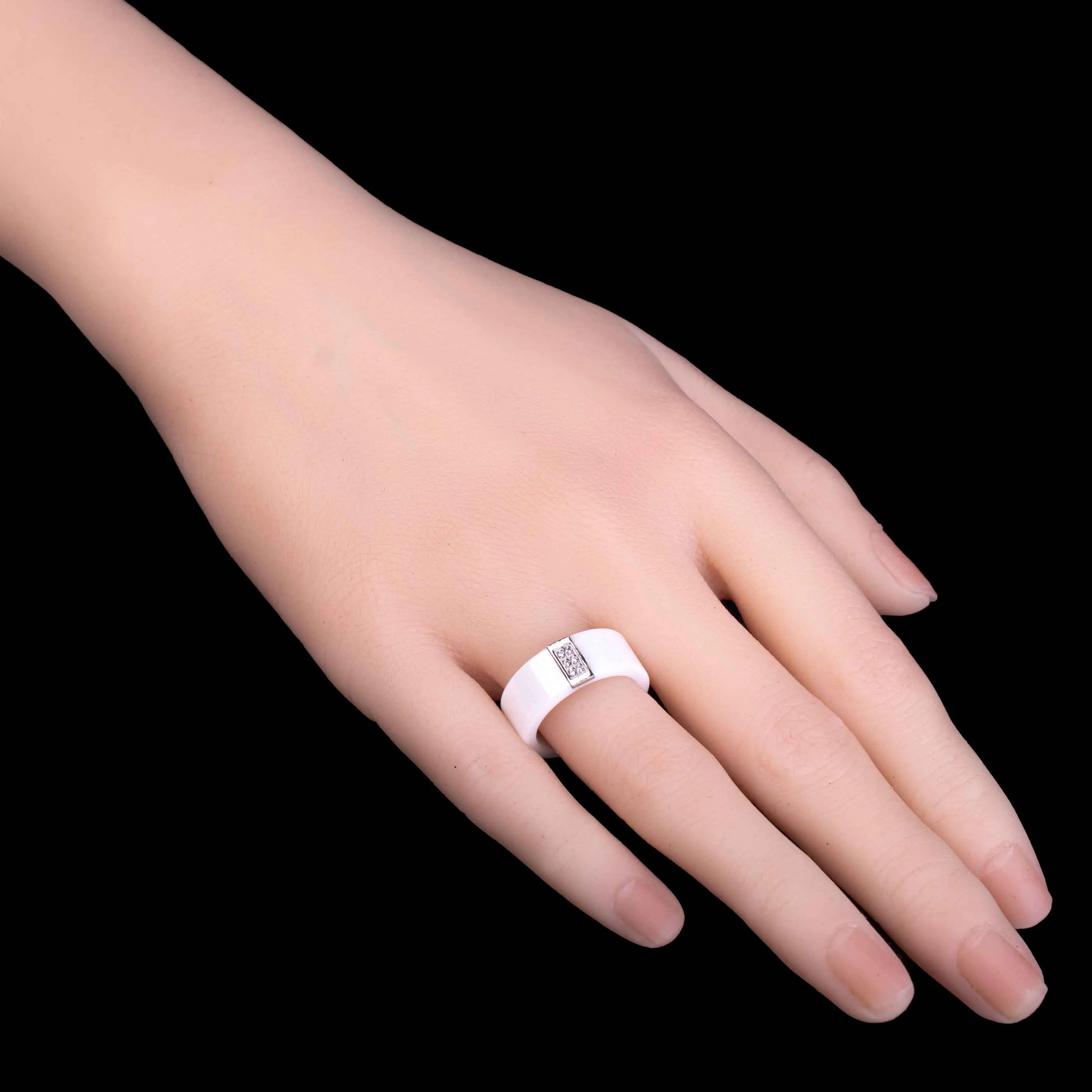 Sterling Silver Ceramic White Ring