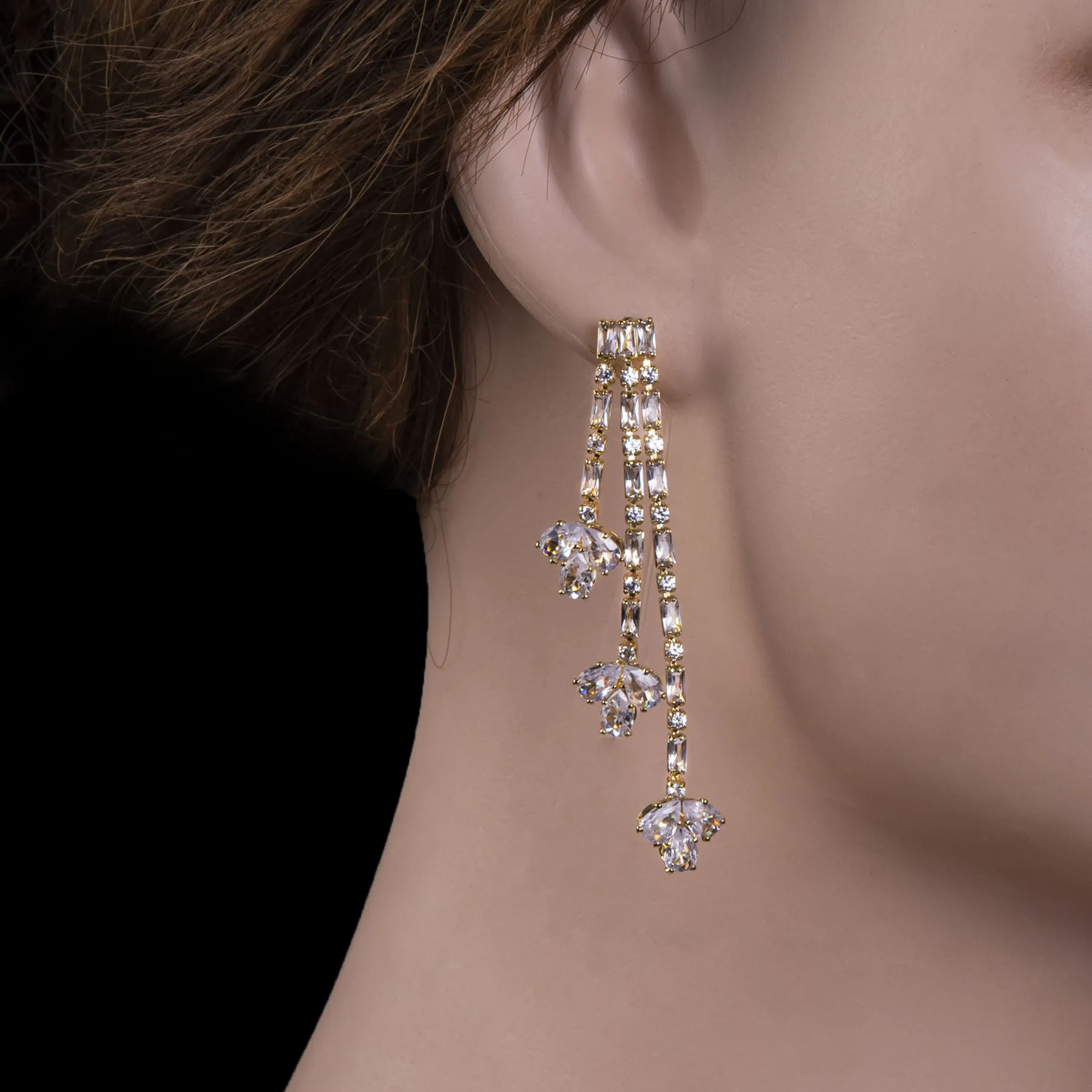 Triple Cascade Drop Earrings