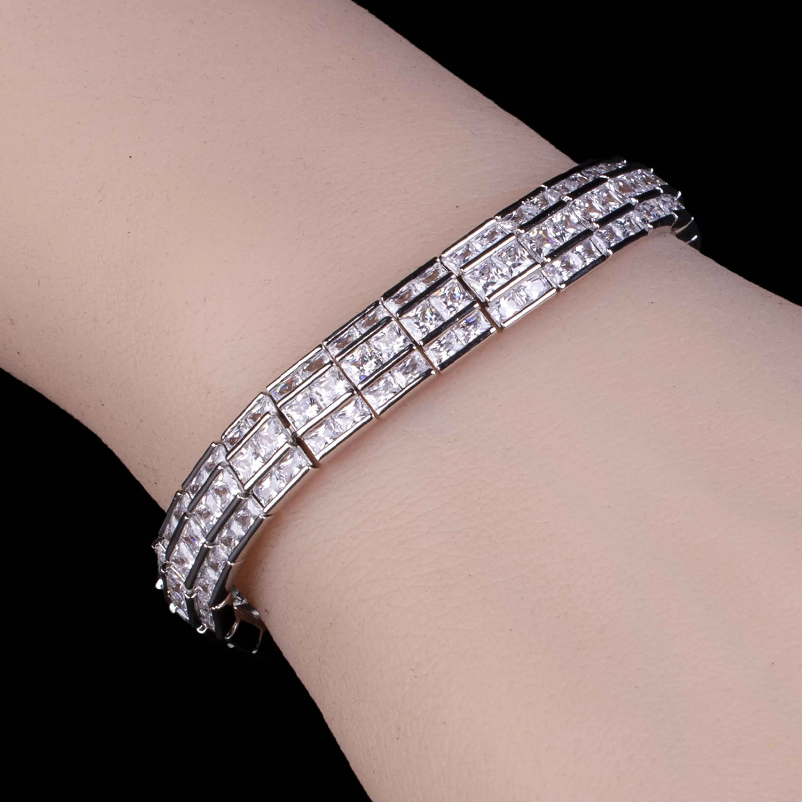 White Silver Cubic Zirconia Tennis Bracelet