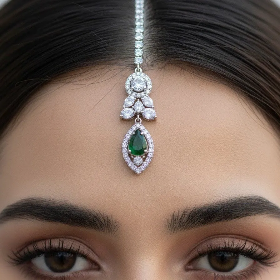 Crystal Green Stone Necklace Set