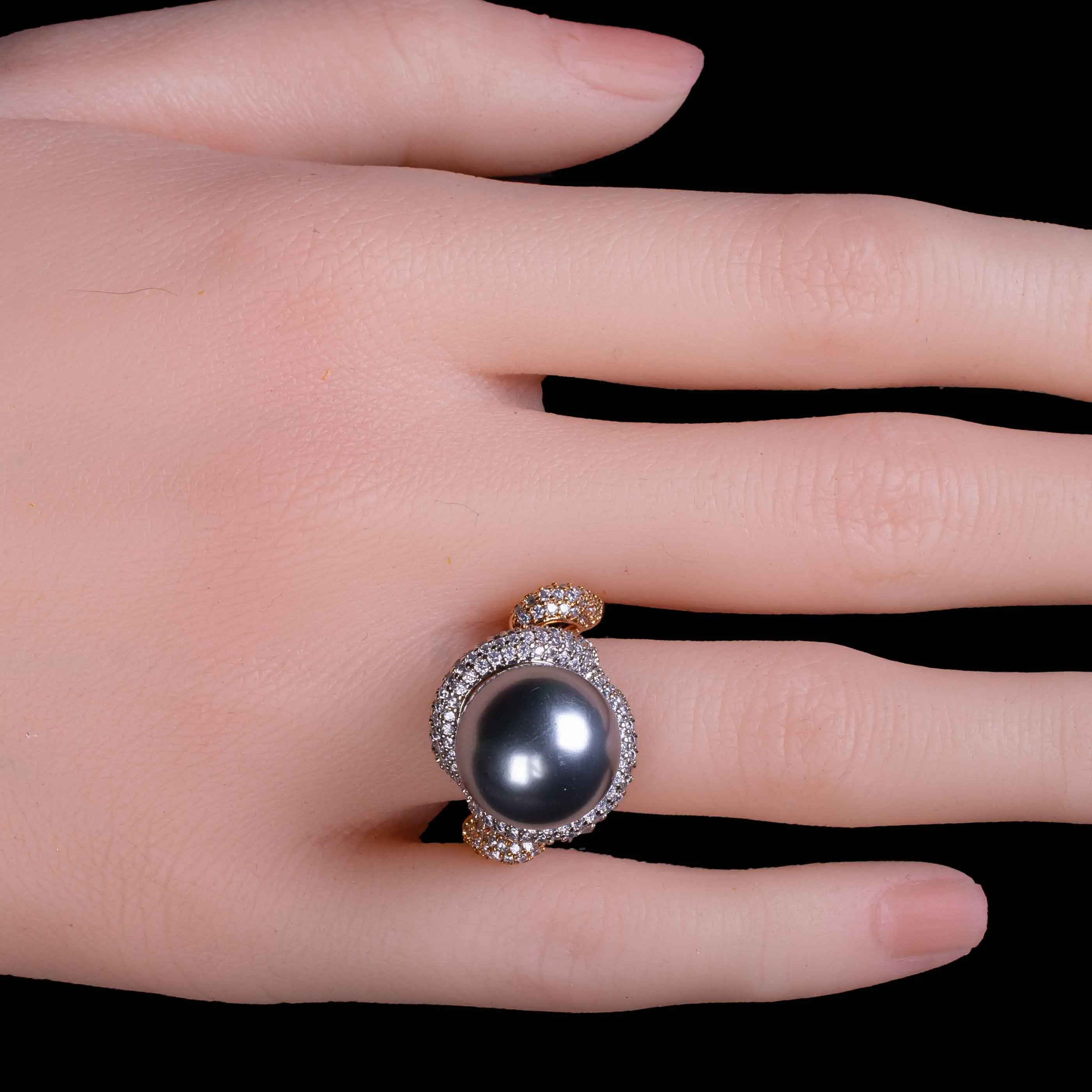 Silver Grey Big Pearl Rings