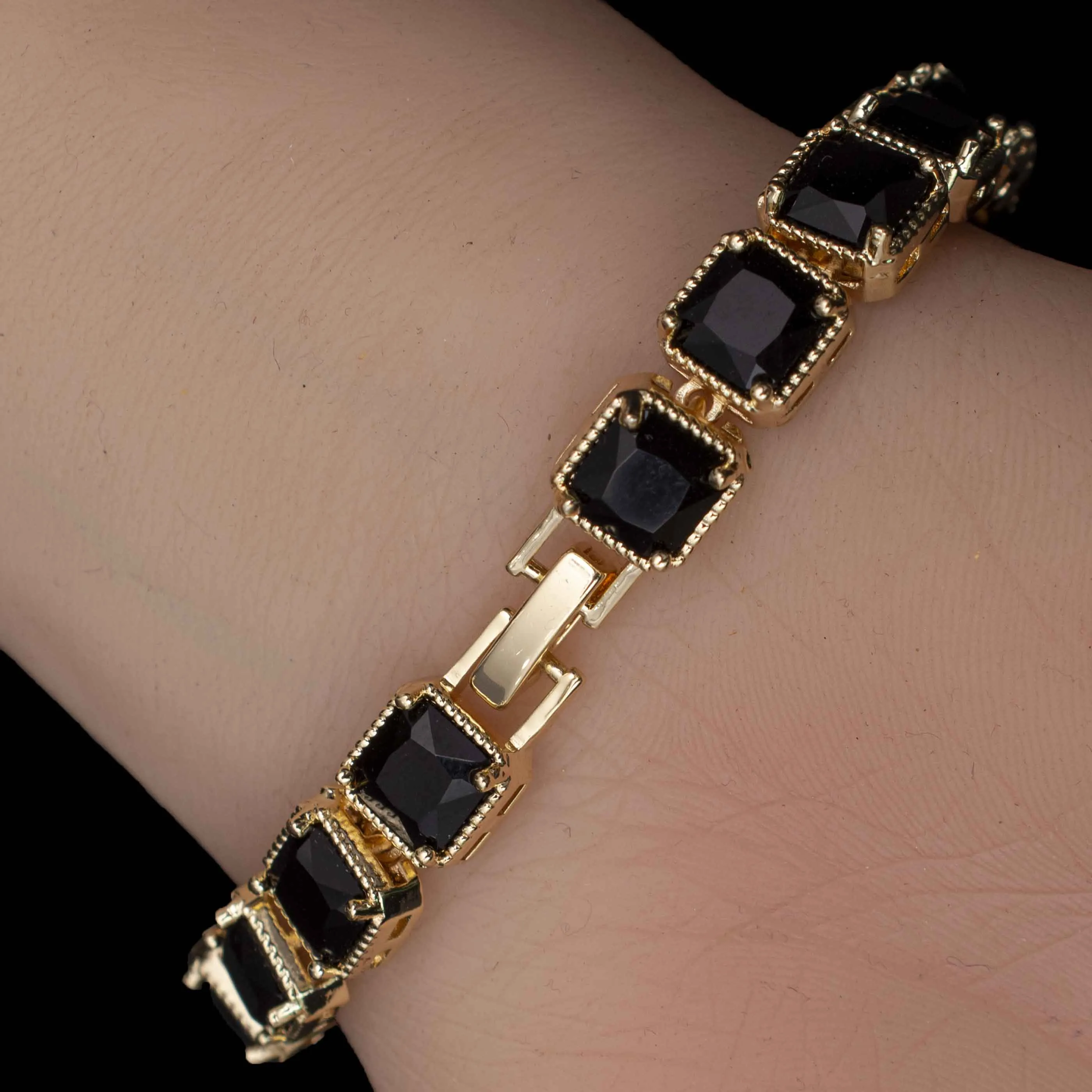 Tennis Bracelet Black Spinel Stones