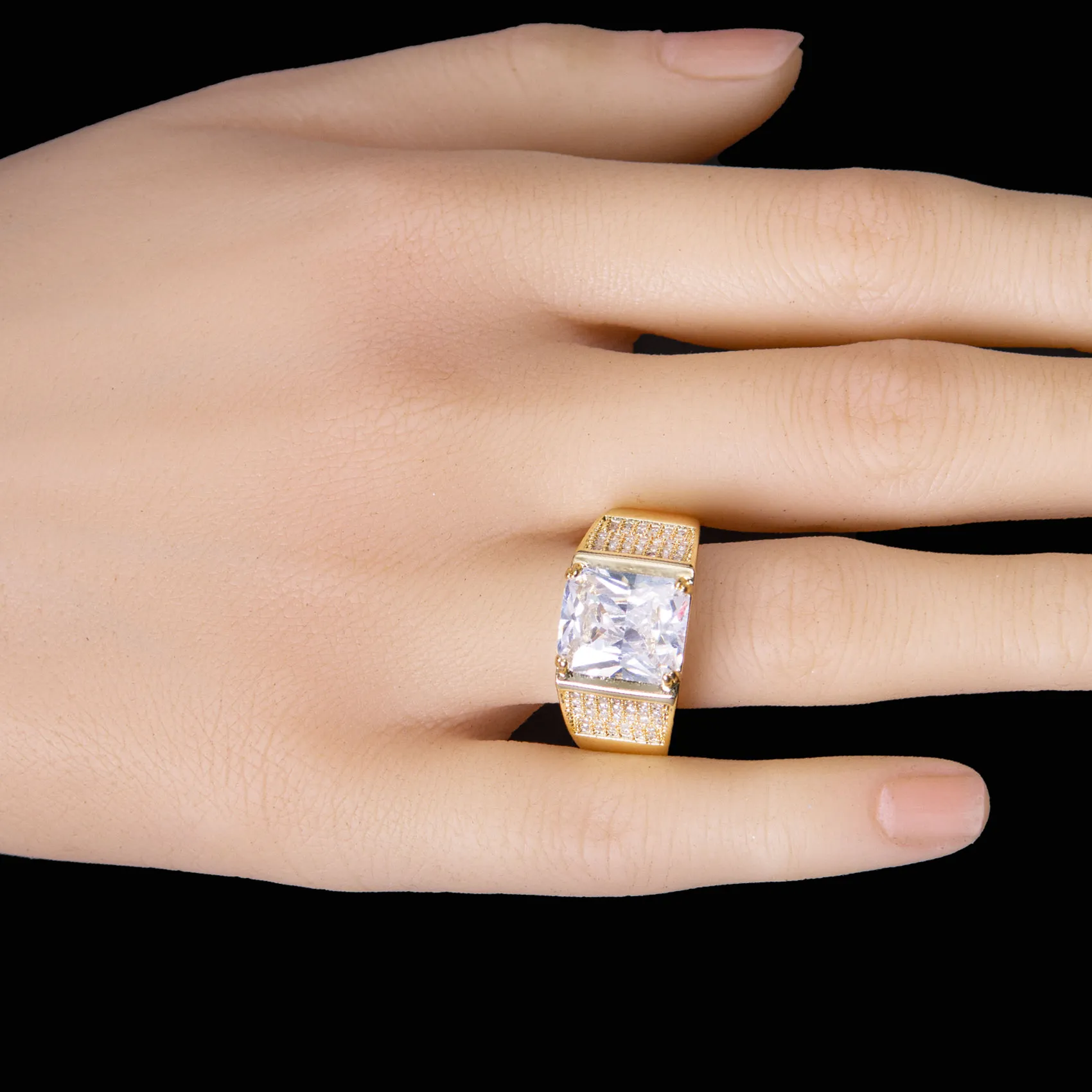 Emerald Cut CZ Gold Polished Ring