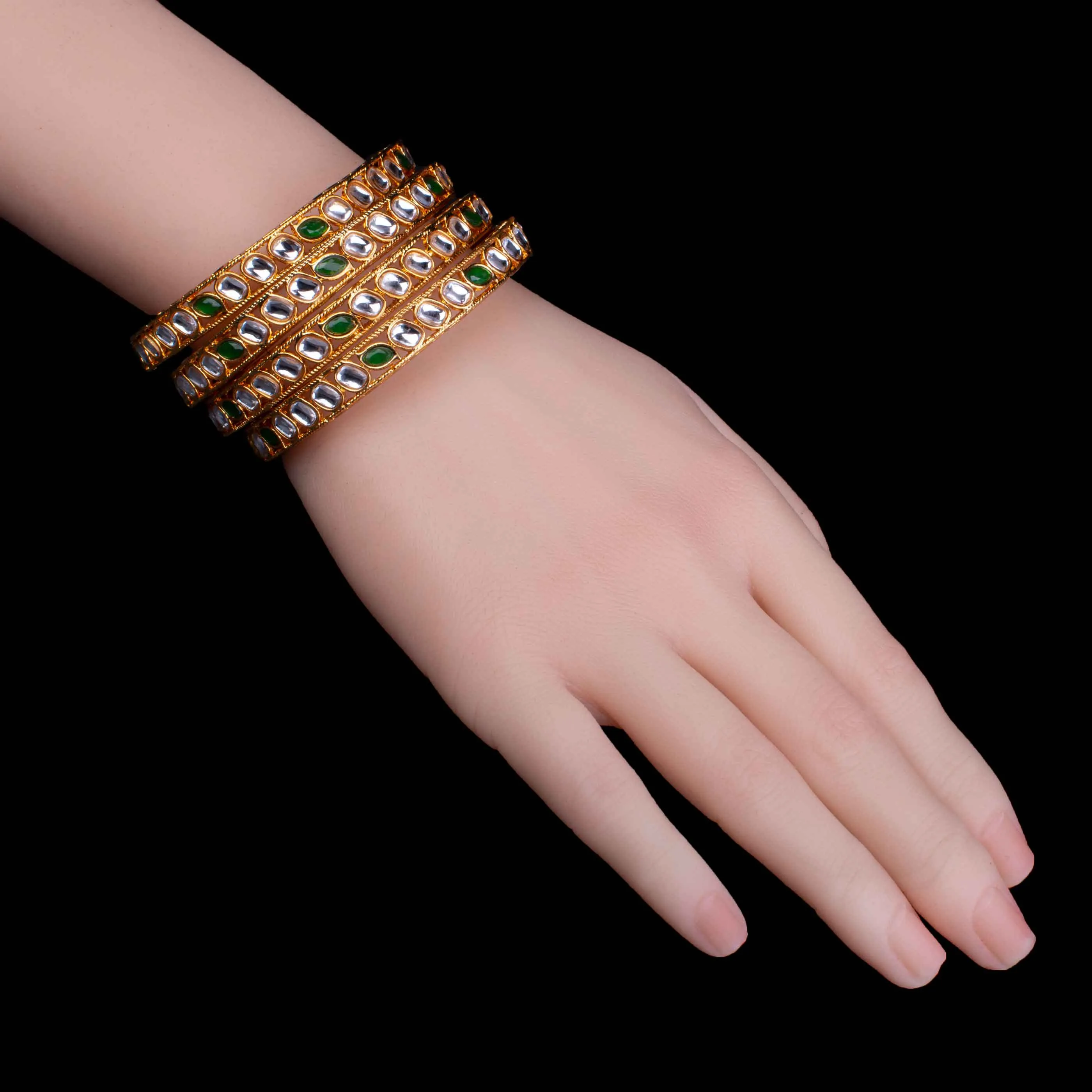 Kundan Polki 4 Pcs Bangles Set