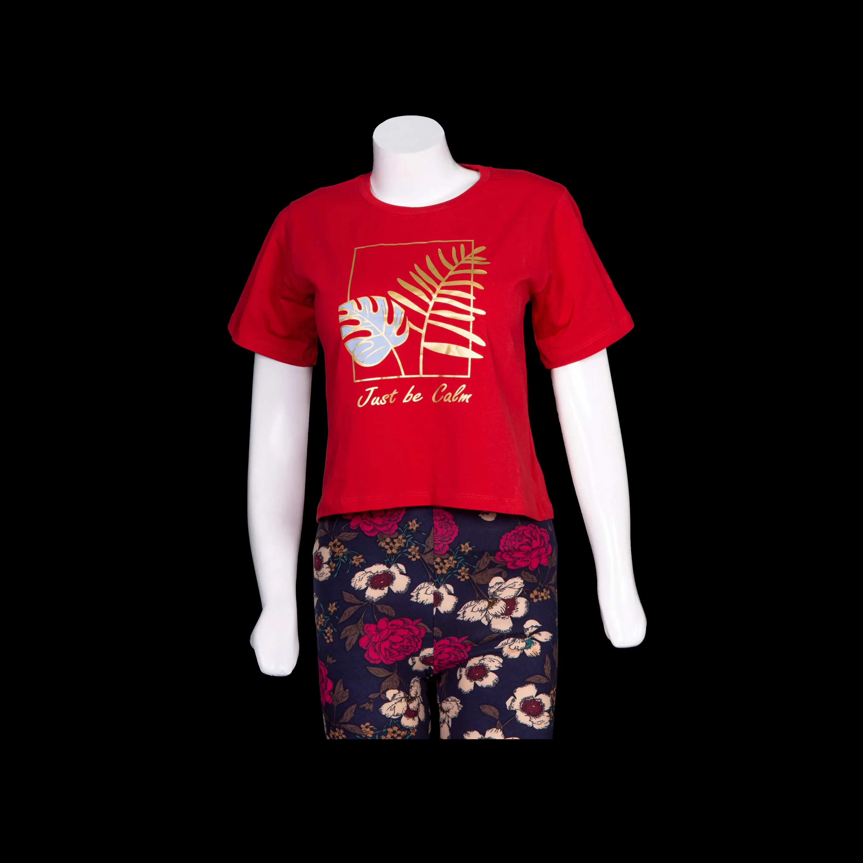 Leaf Print Crop Tops