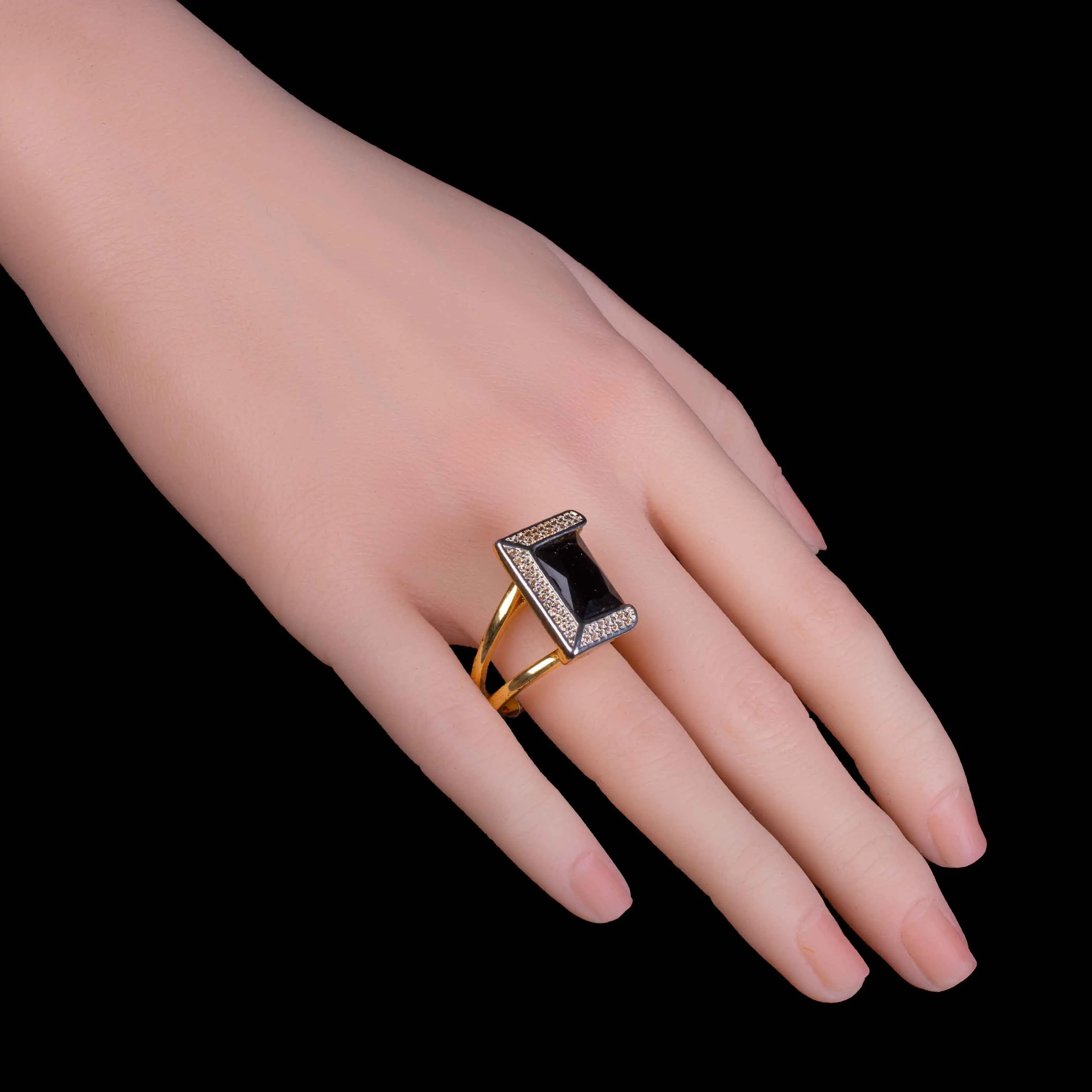 Silver Black Stone Sapphire Ring