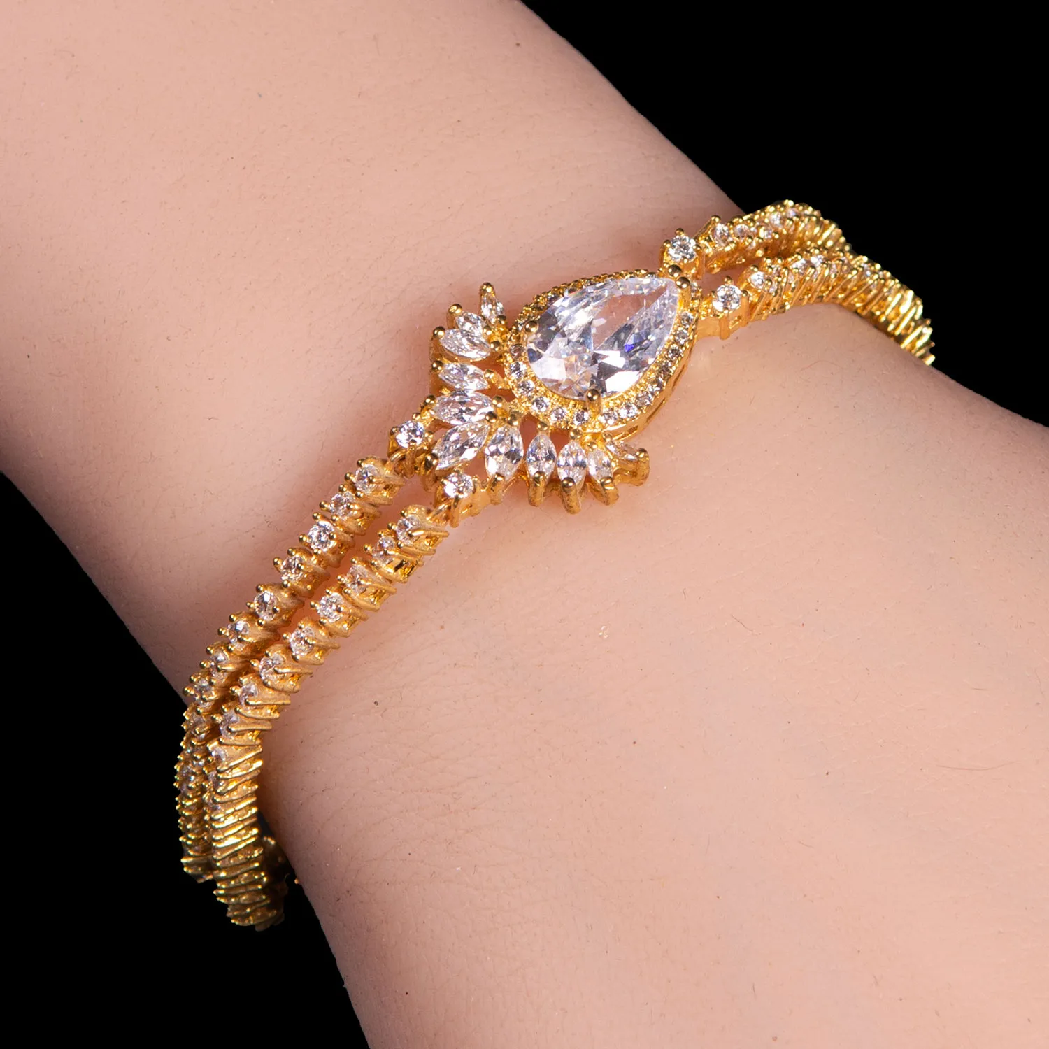 Gold Plated Teardrop Radiance Bracelet