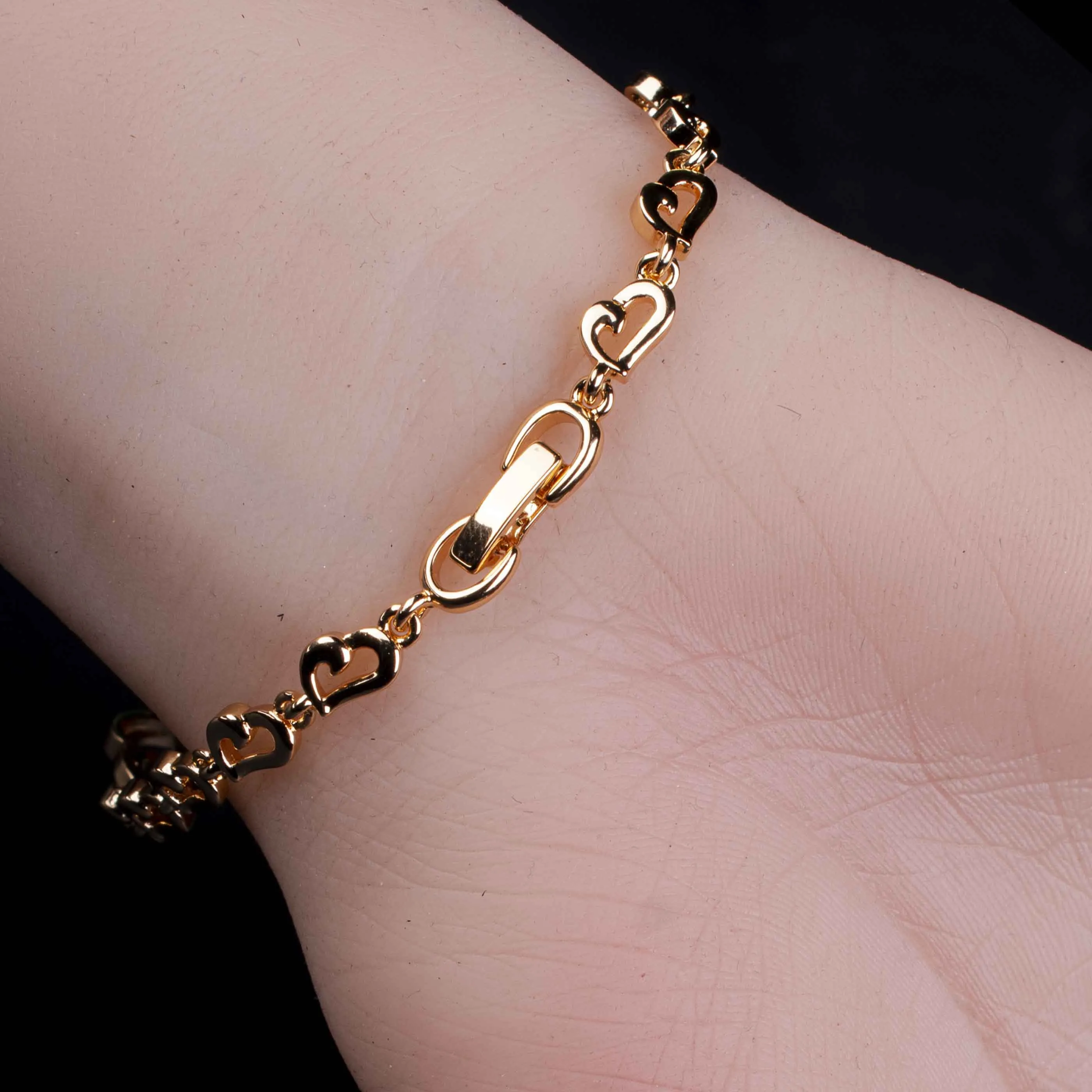 Gold Plated Hearts Bracelet