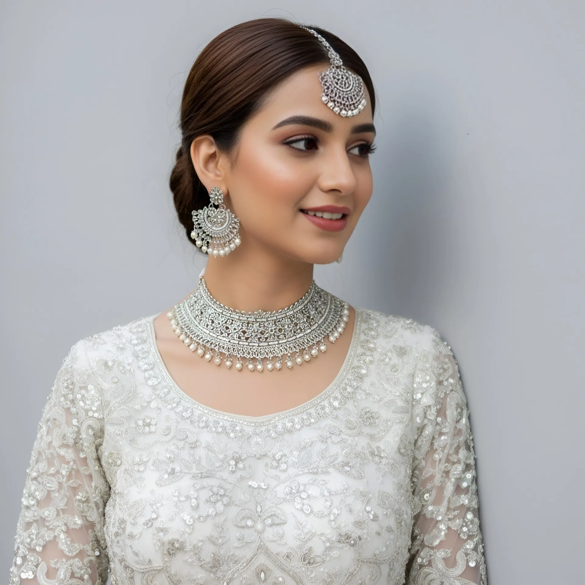 Bridal Choker Pearl Necklace Set