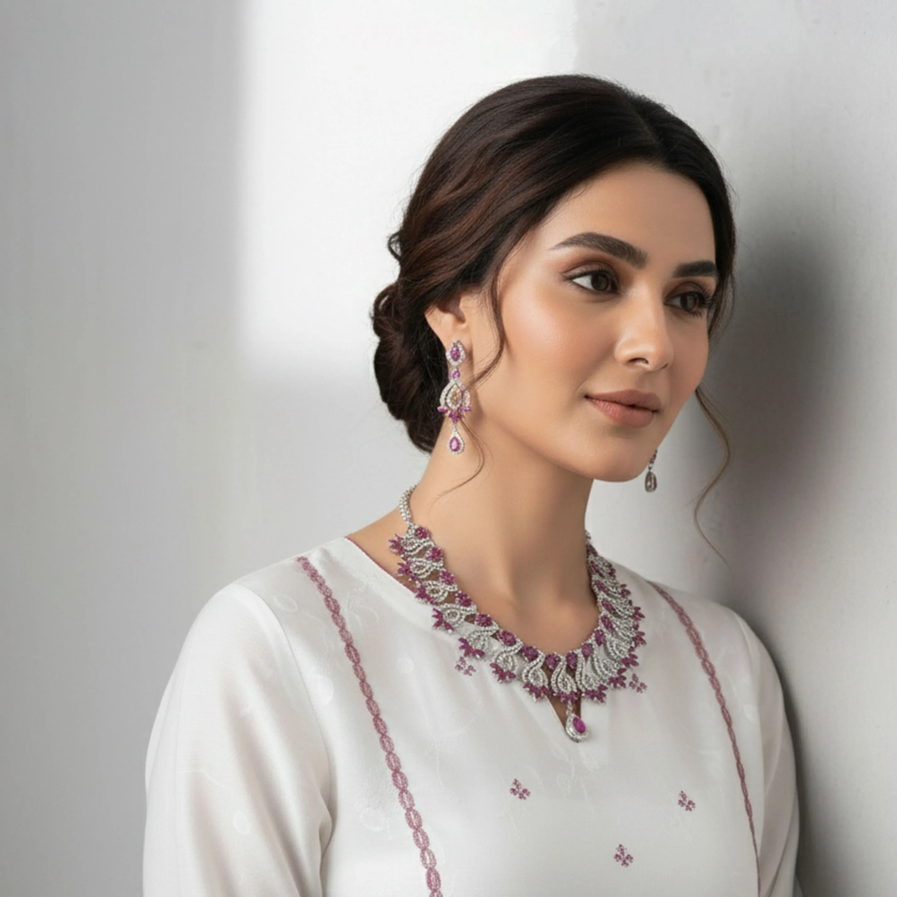 American Diamond Purple Stone necklace