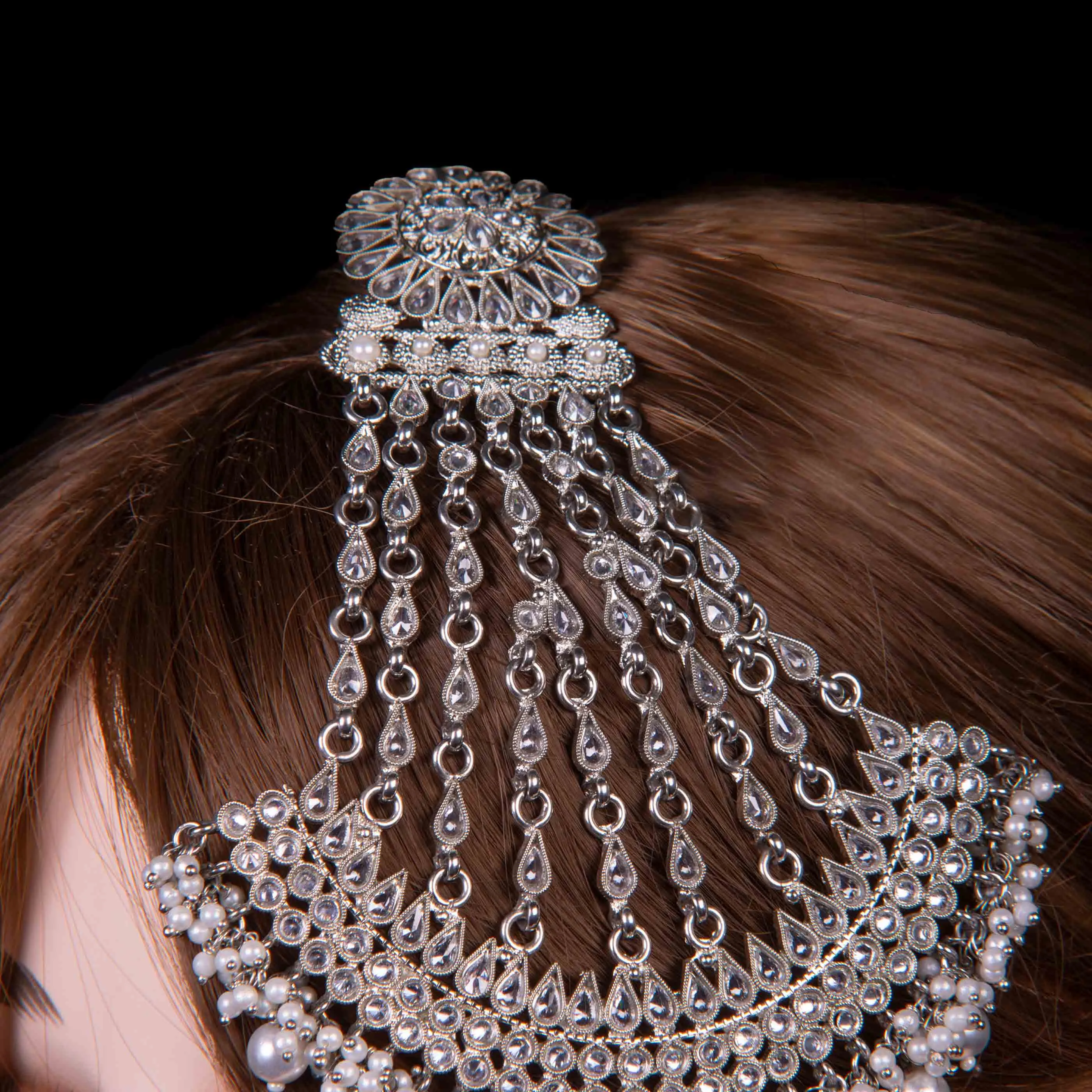 White Pearl Drop Zircon Jhumar